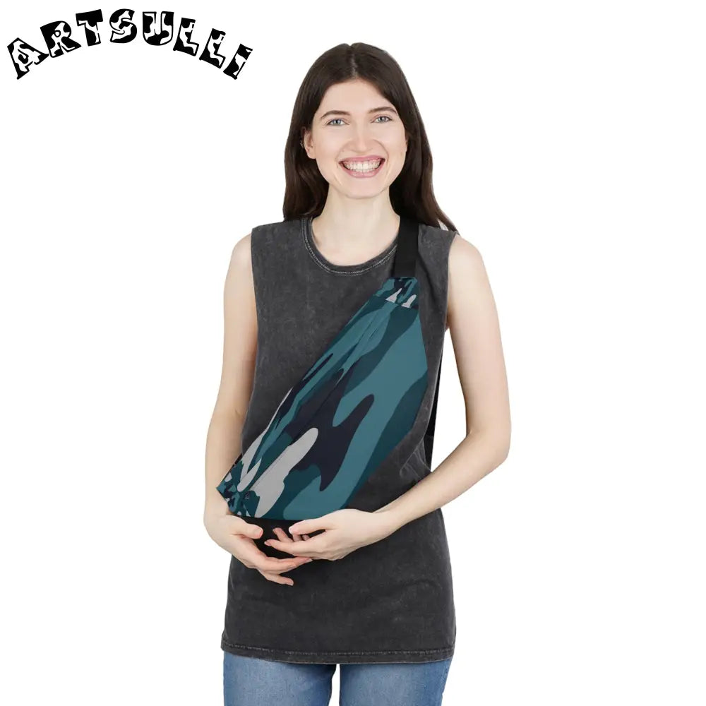 JAKKOUTTHEBXX Blue Camouflage Large Fanny Pack JAKKOUTTHEBXX