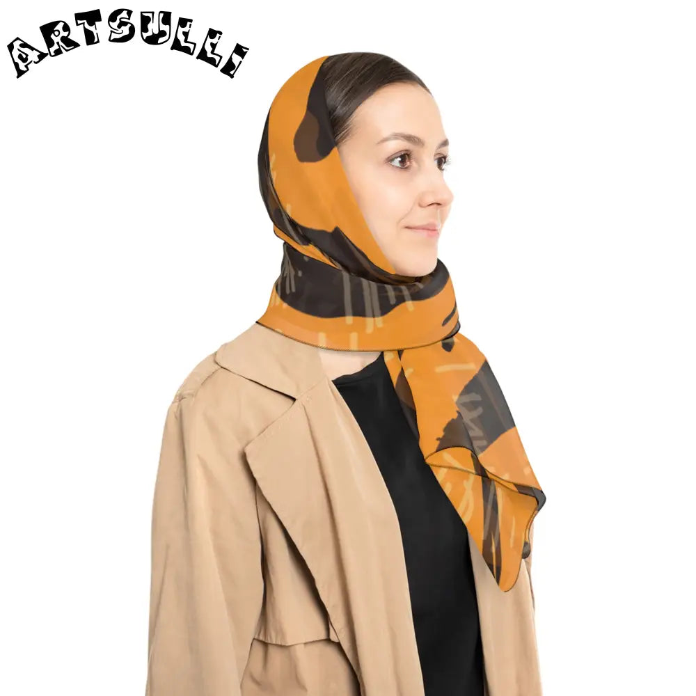 JAKKOUTTHEBXX Tiger Scratches Orange & Black Poly Scarf