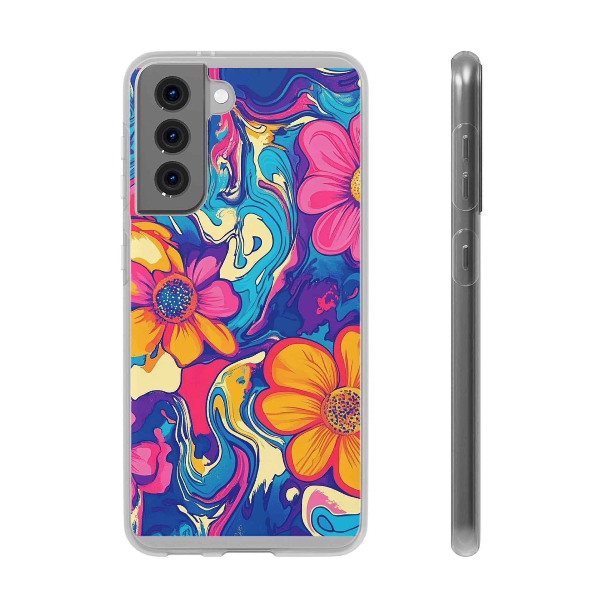Vibrant Psychedelic Floral Flexi Case, Artsulli - Art is Long, Life is Short, Phone Case, Size, Samsung Galaxy S21 with gift packaging, , , , , 18112411522440835887
