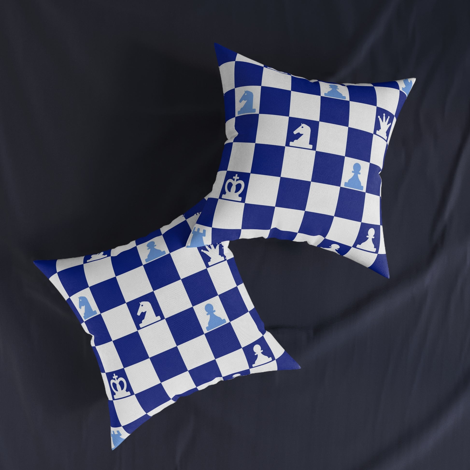 Chessboard Navy Blue Square Pillow, Artsulli - Art is Long, Life is Short, Home Decor, , , , , , , 