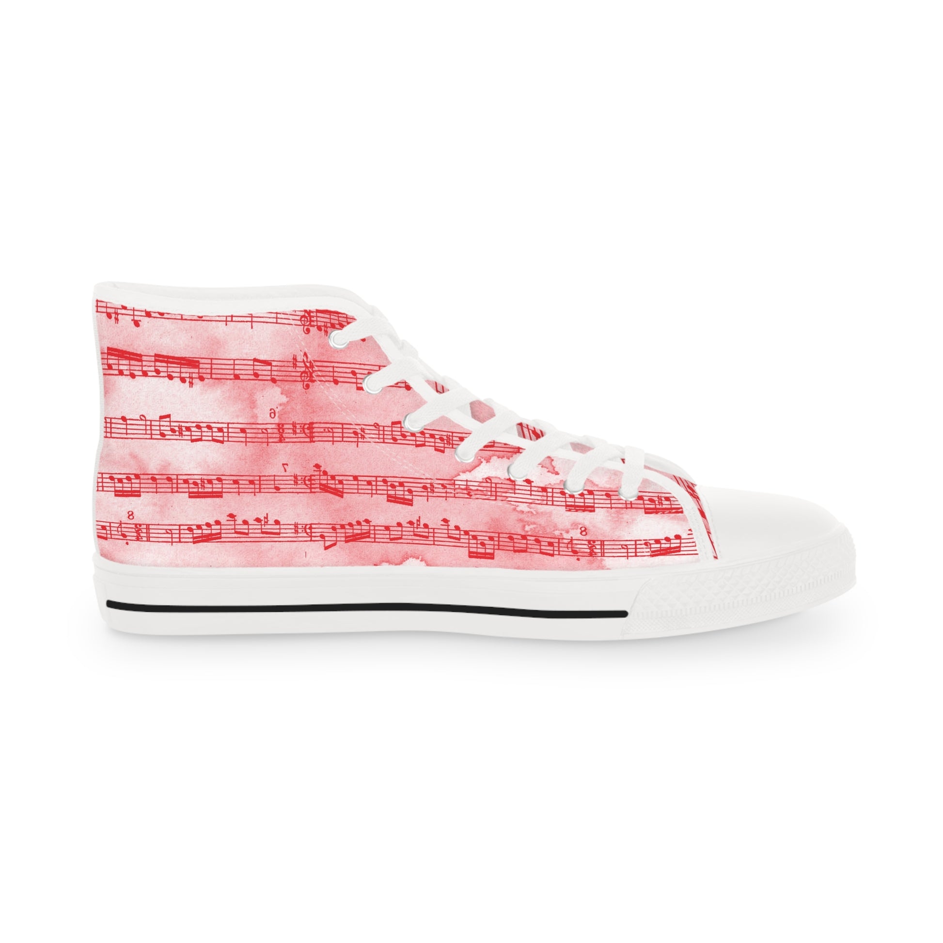 Drip Spill Type Beat Sheet Music II Red Men's High Top Sneakers, Artsulli - Art is Long, Life is Short, Shoes, , , , , , , 