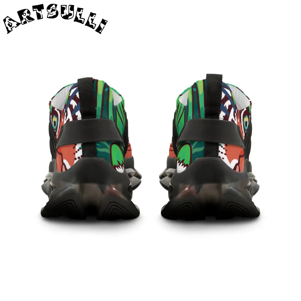 JAKKOUTTHEBXX Tropical Jungle Tigers Green Men’s Mesh Sneakers