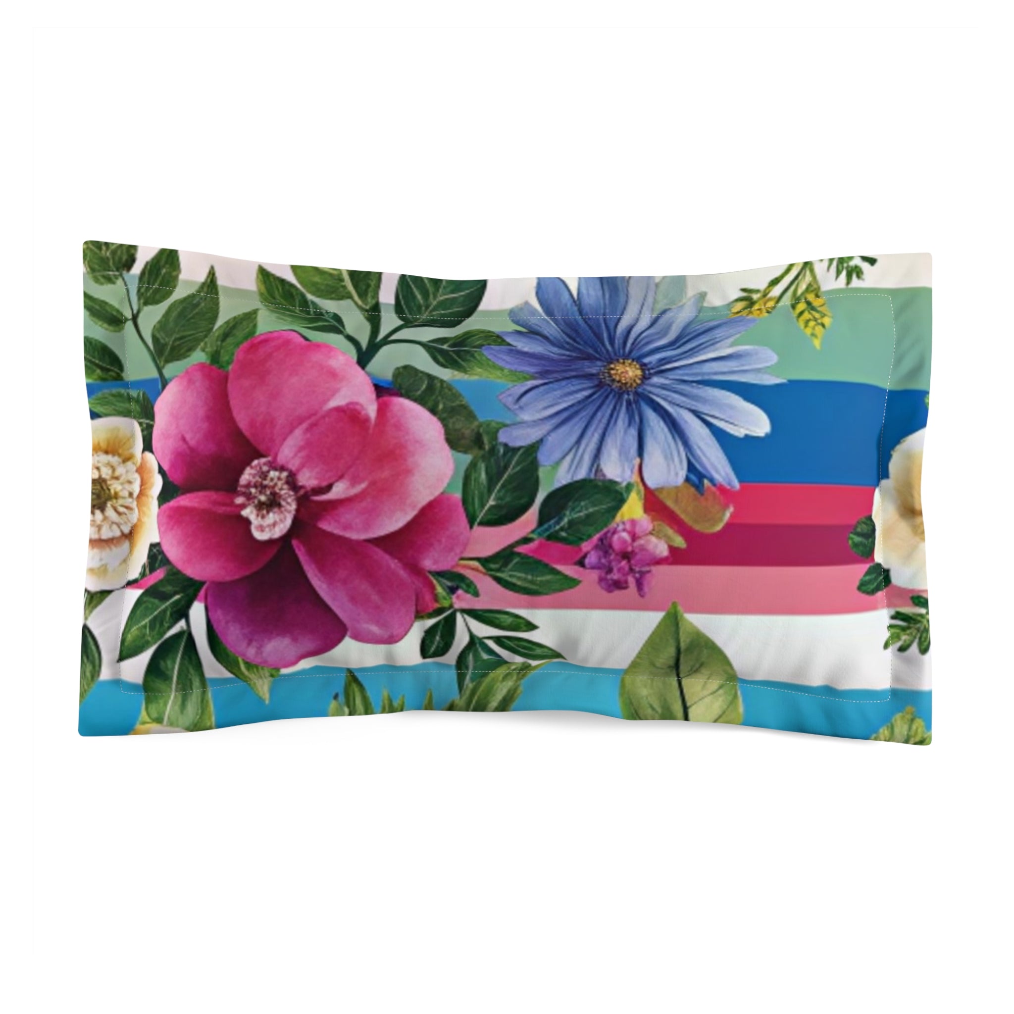 Floral Stripe 4K Microfiber Pillow Sham, Artsulli - Art is Long, Life is Short, Home Decor, Size, King, , , , , 33668739925735326575