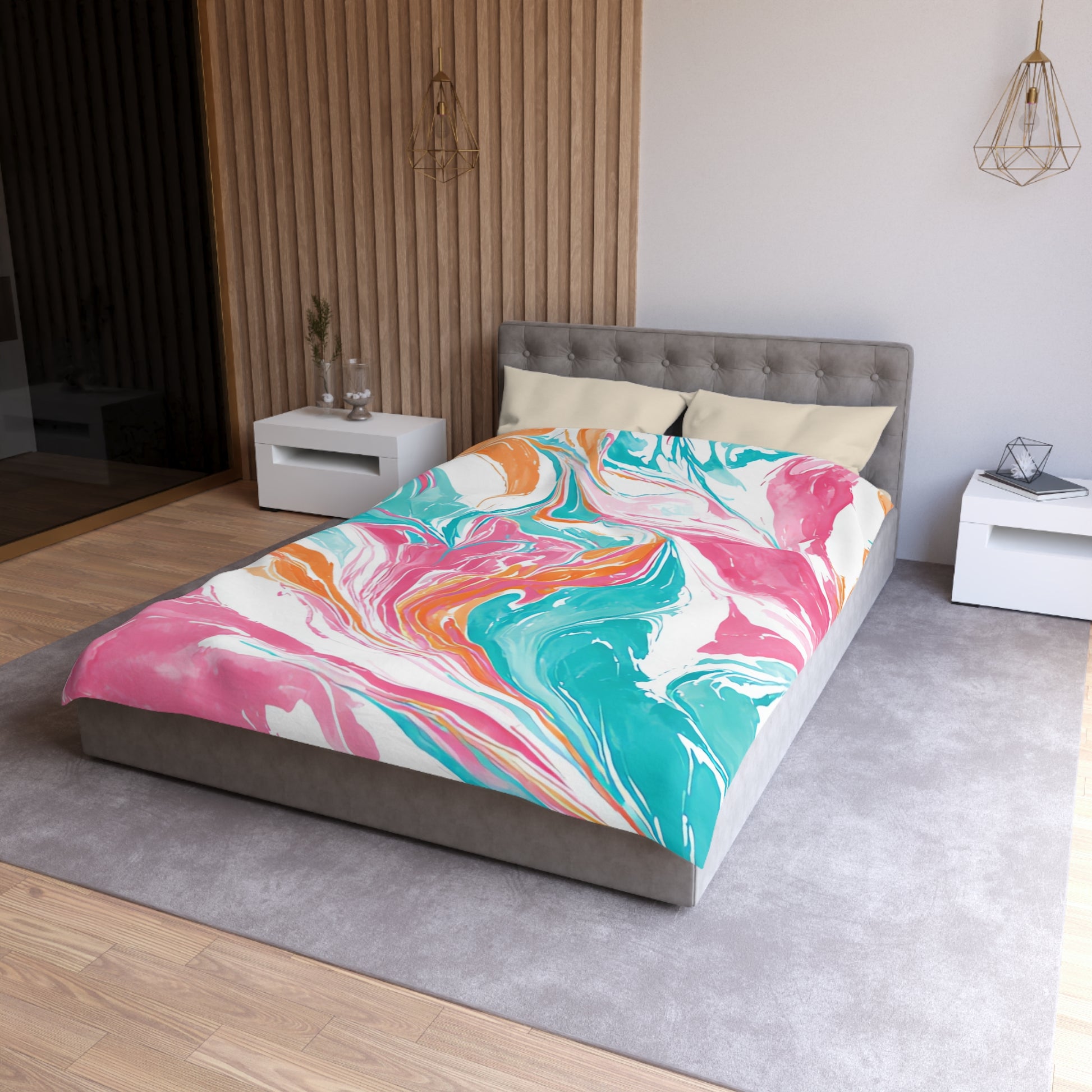 Liquid Pastel Spill Multi-Color Microfiber Duvet Cover, Artsulli - Art is Long, Life is Short, Home Decor, , , , , , , 