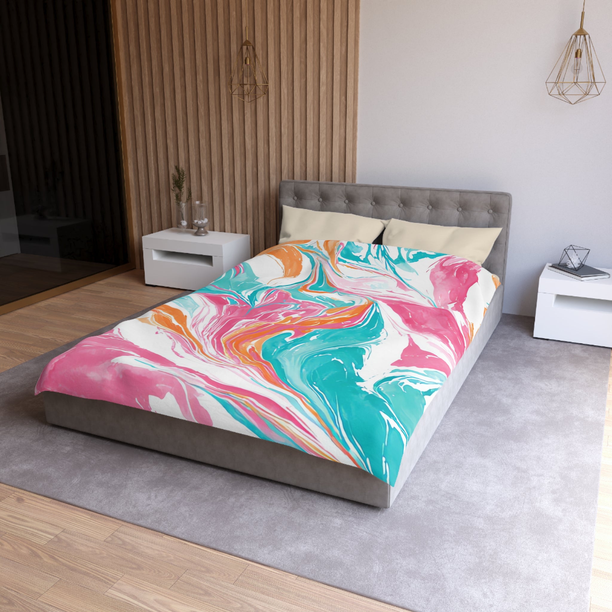 Liquid Pastel Spill Multi-Color Microfiber Duvet Cover, Artsulli - Art is Long, Life is Short, Home Decor, , , , , , , 