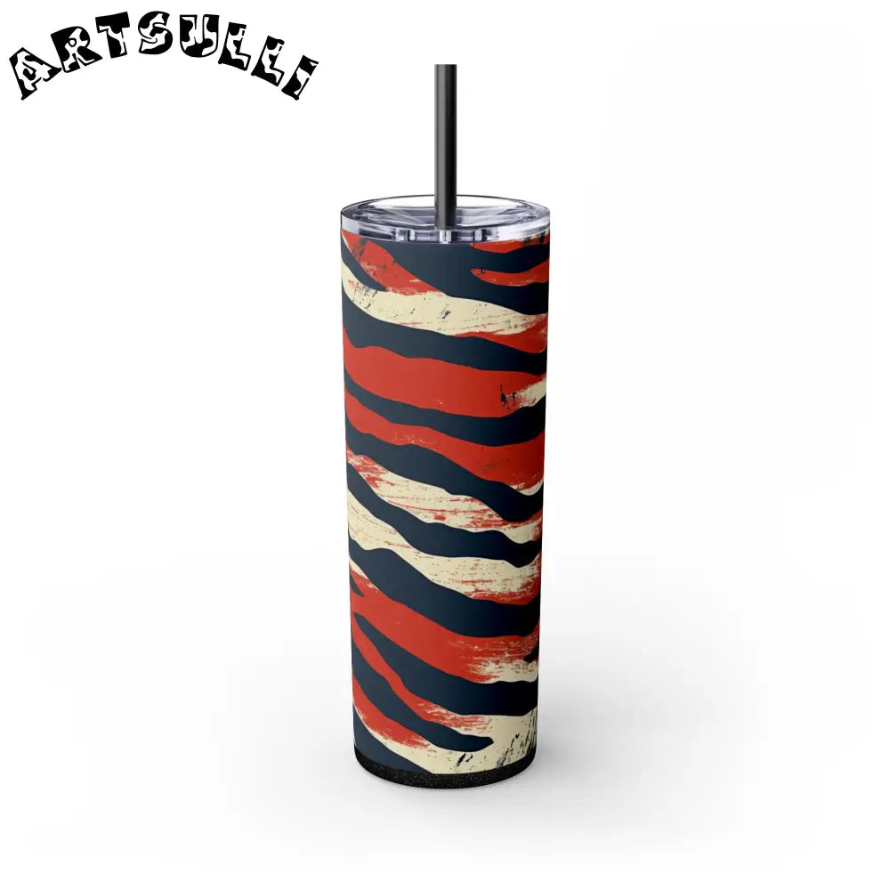 JAKKOUTTHEBXX Capricious Tiger Wave Skinny Tumbler with Straw 20oz