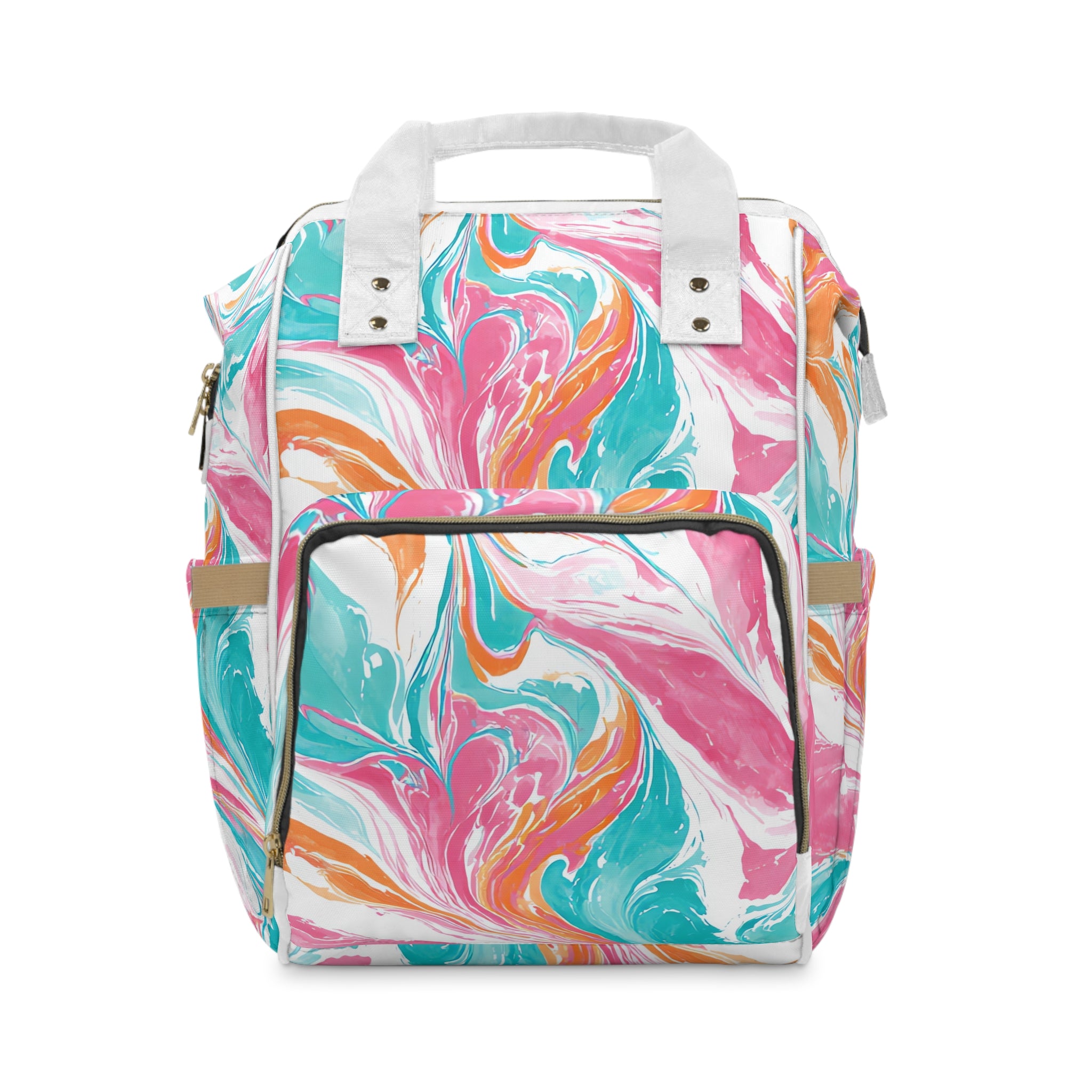 Liquid Pastel Spill Multi-Color Multifunctional Diaper Backpack, Artsulli - Art is Long, Life is Short, Bags, Size, 15.0" × 10.8" × 6.7'', , , , , 12755108177890295923