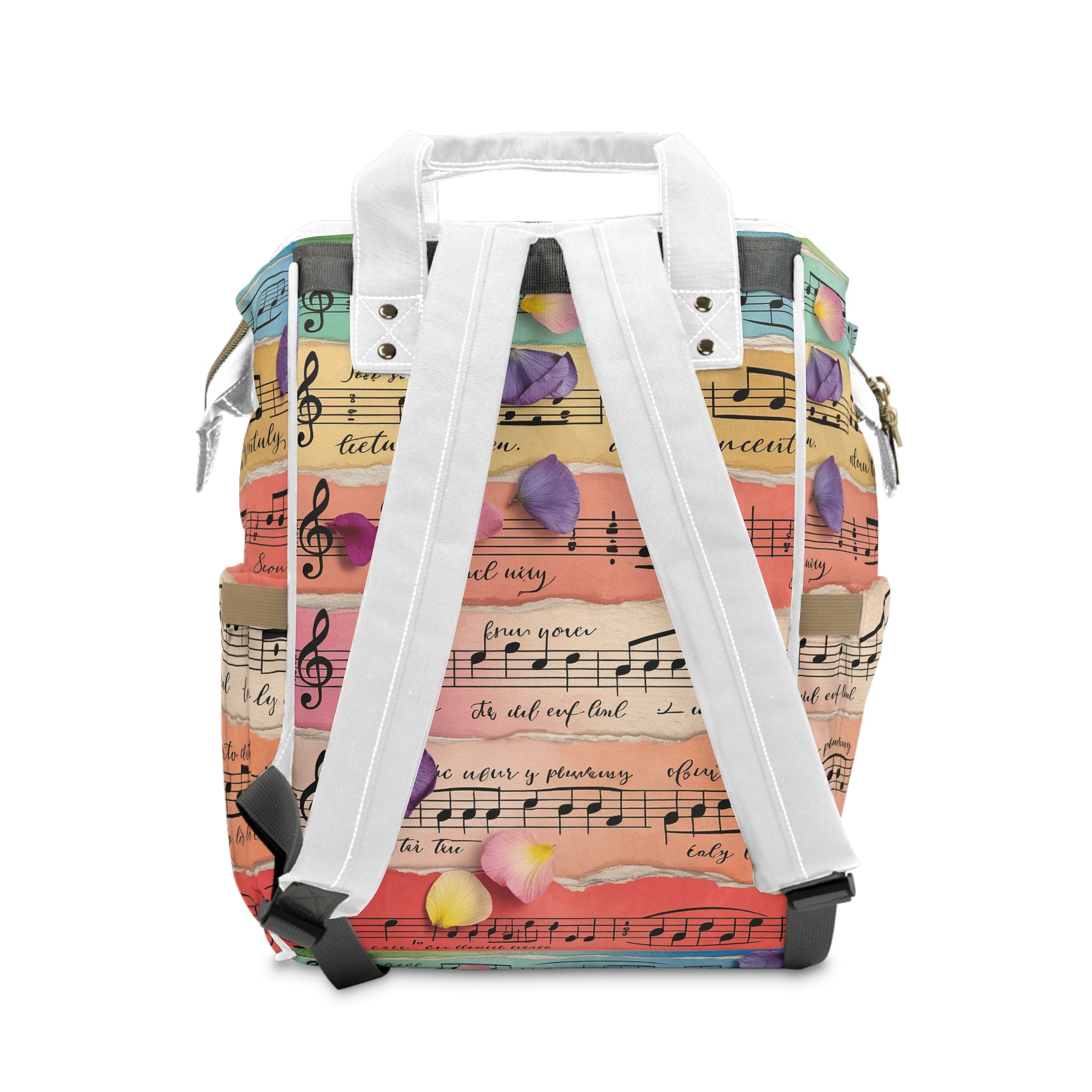 Torn Type Beat Sheet Music Multi-Color Multifunctional Diaper Backpack, Artsulli - Art is Long, Life is Short, Bags, , , , , , , 