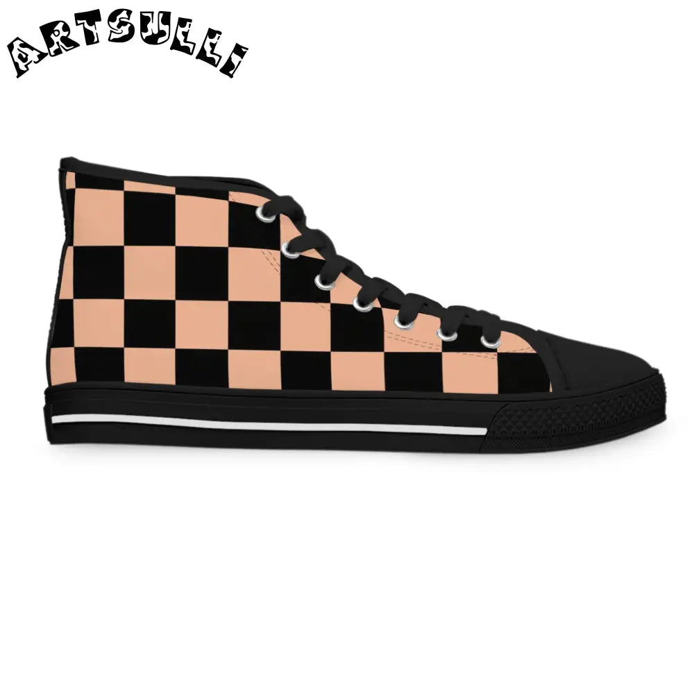 JAKKOUTTHEBXX Checkerboard Soft Orange and Black Women’s High Top