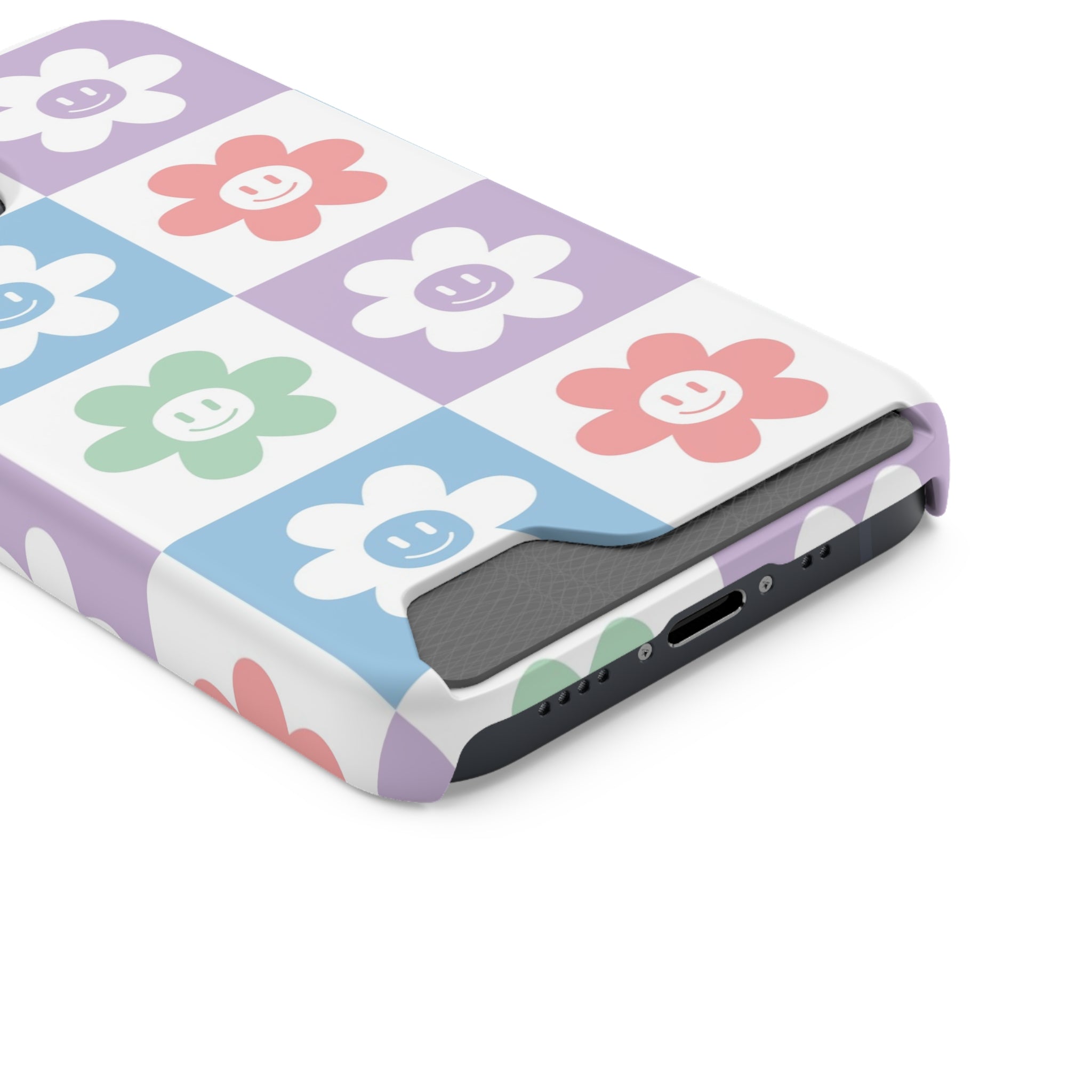 Chessboard x Smiley Face Flowers Multi-Color Phone Case With Card Holder, Artsulli - Art is Long, Life is Short, Phone Case, , , , , , , 