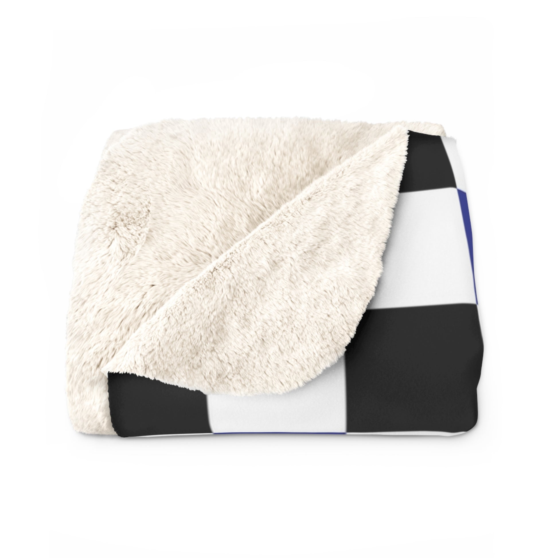 Checkerboard Blue White and Black Sherpa Fleece Blanket, Artsulli - Art is Long, Life is Short, Home Decor, , , , , , , 