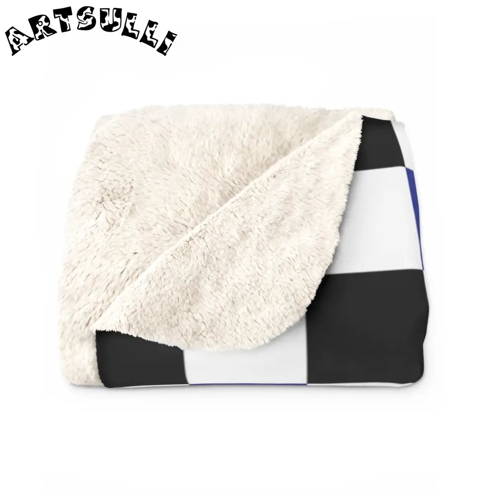 JAKKOUTTHEBXX Checkerboard Blue White and Black Sherpa Fleece