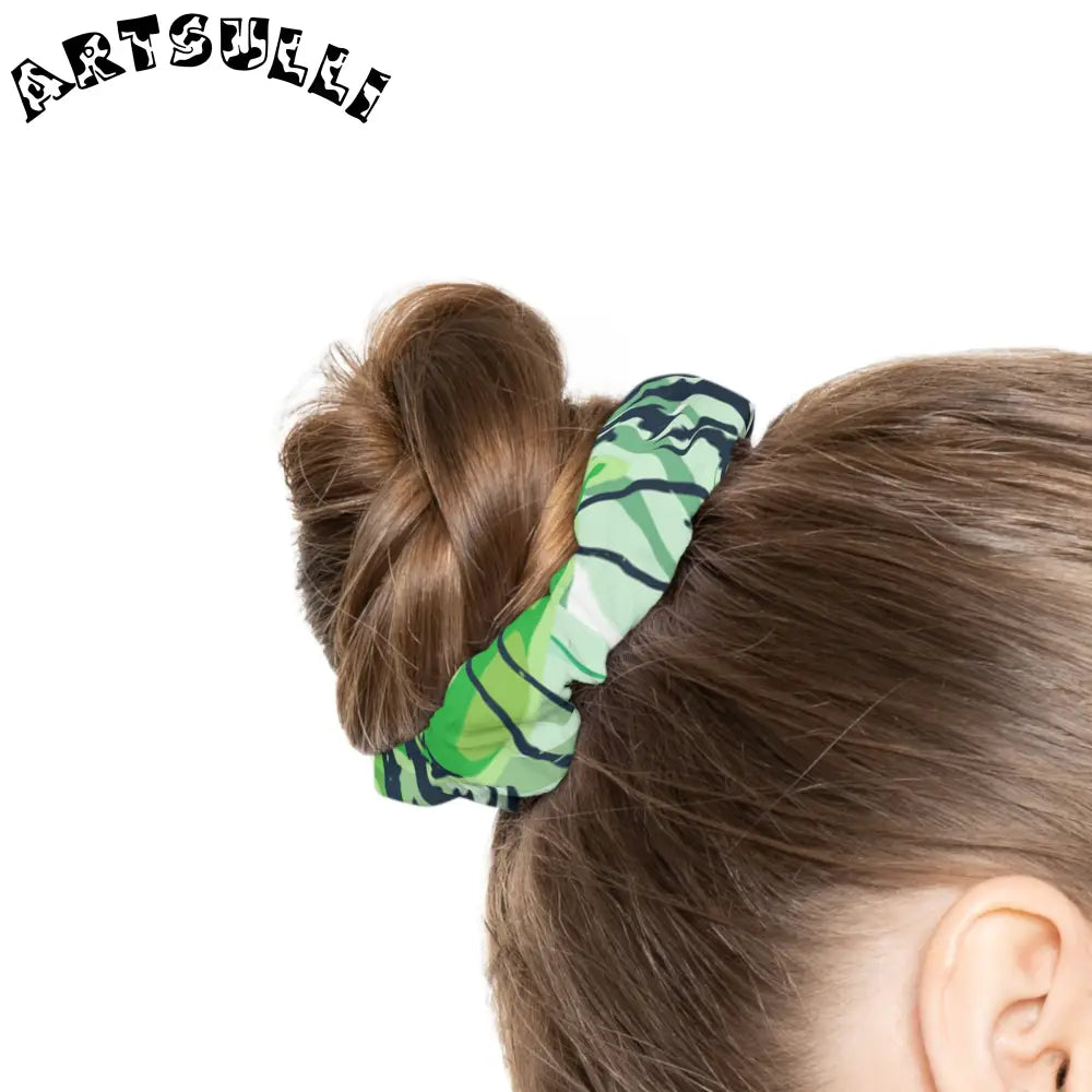 JAKKOUTTHEBXX Tropical Jungle Tigers Green Scrunchie JAKKOUTTHEBXX