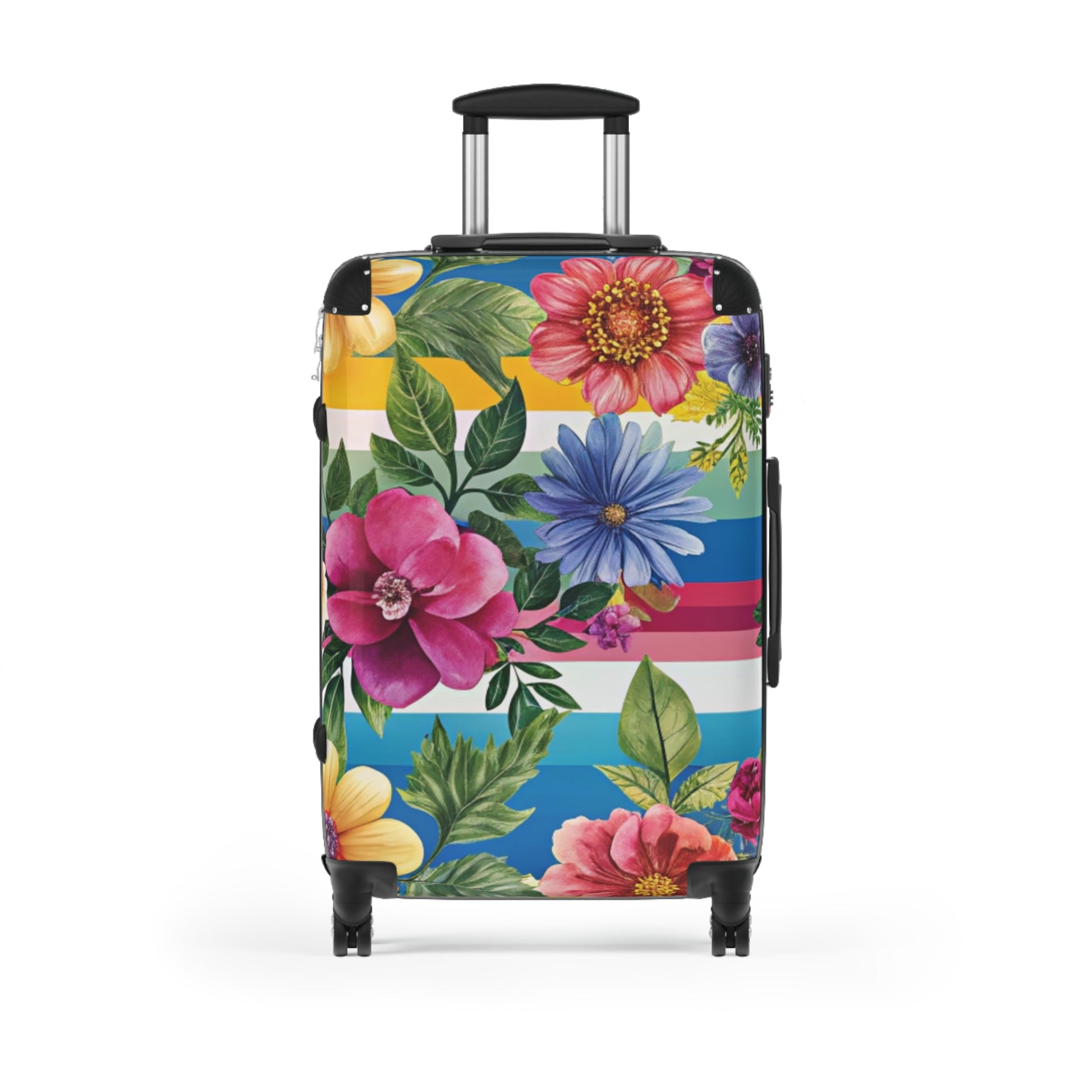 Floral Stripe 4K Suitcase, Artsulli - Art is Long, Life is Short, Bags, Size, Medium, Color, Black, , , 30650990968678289024