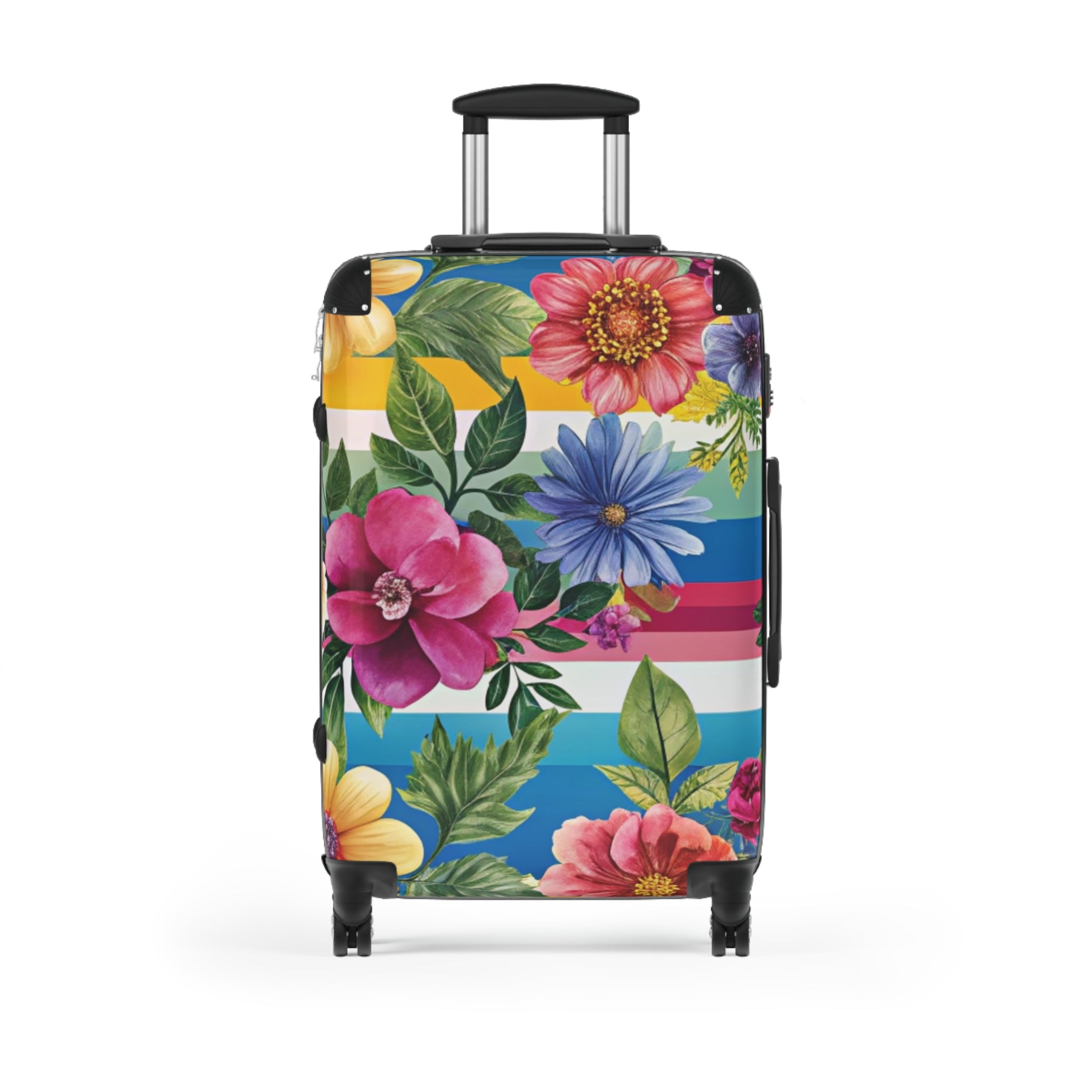 Floral Stripe 4K Suitcase, Artsulli - Art is Long, Life is Short, Bags, Size, Medium, Color, Black, , , 30650990968678289024