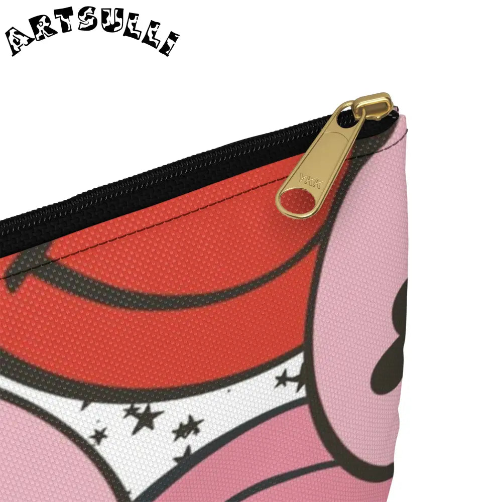 JAKKOUTTHEBXX Smiley Face x Heart Eyes Pink and Red Accessory Pouch