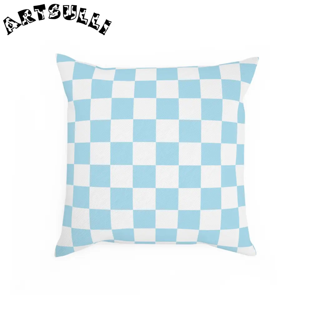 JAKKOUTTHEBXX Checkerboard Sky Blue Cushion JAKKOUTTHEBXX Artsulli