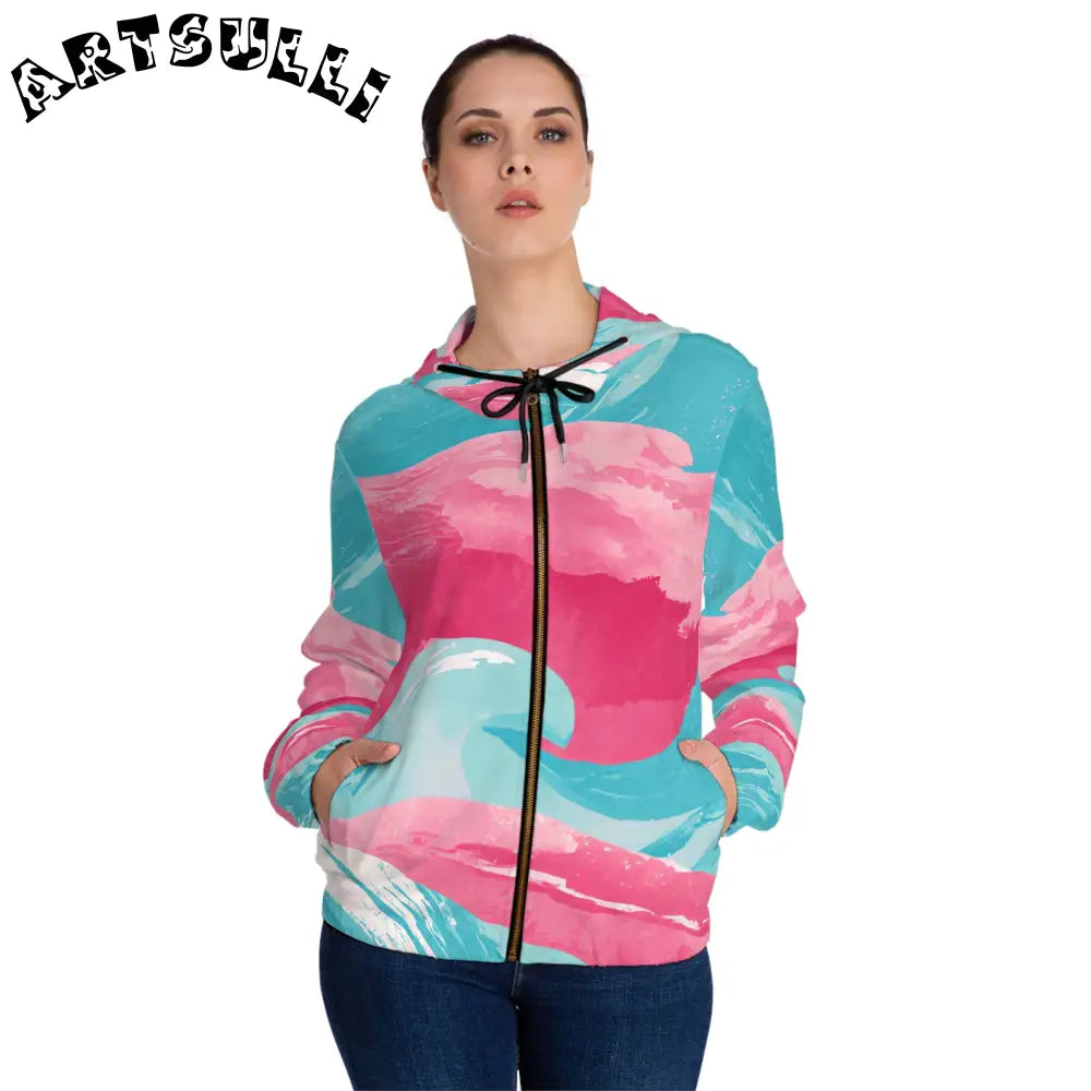 JAKKOUTTHEBXX The Great Pastelwave Pink and Blue Women’s Full-Zip
