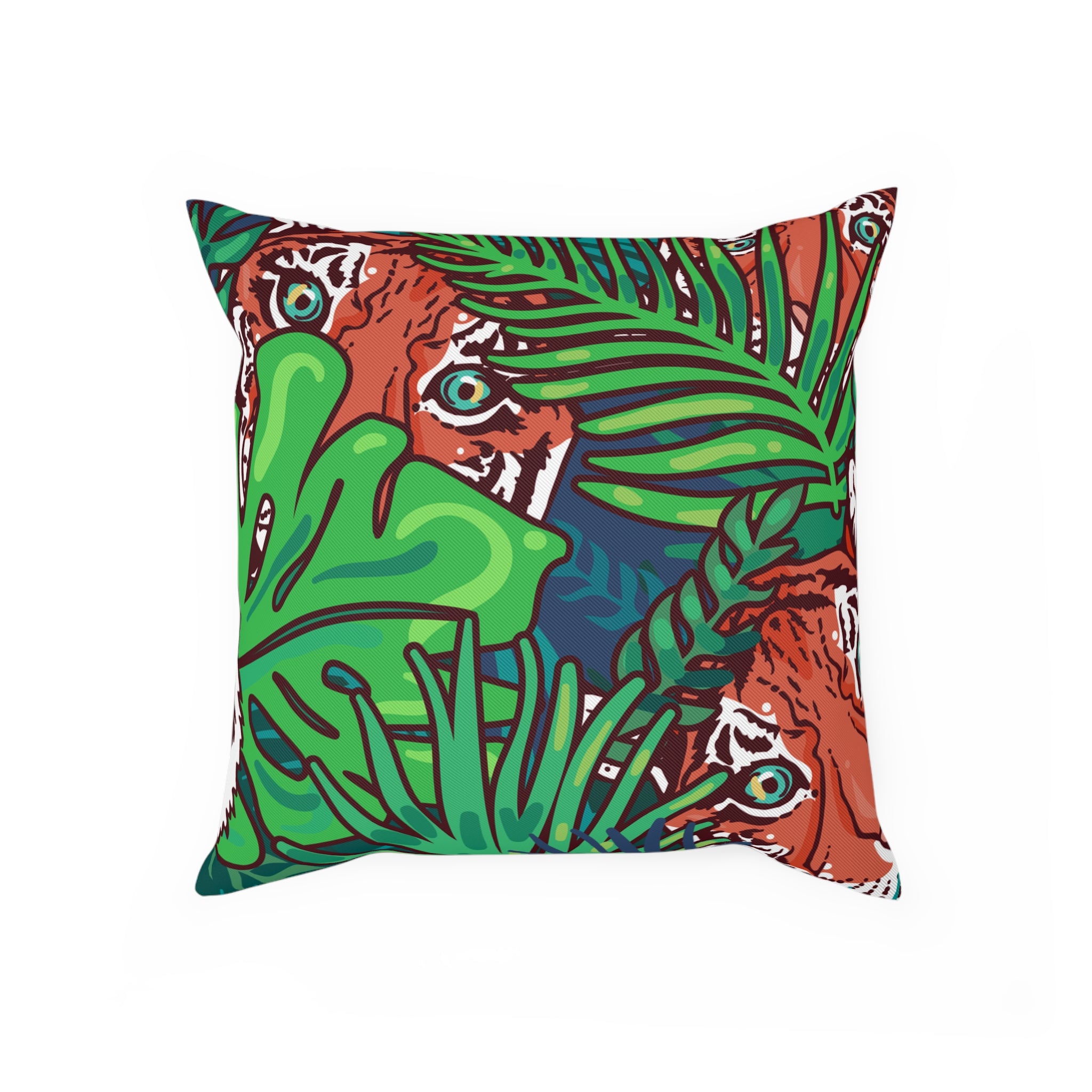 Tropical Jungle Tigers Blue and Green Cushion, Artsulli - Art is Long, Life is Short, Home Decor, Size, 15.7 × 15.7, , , , , 14278195002846