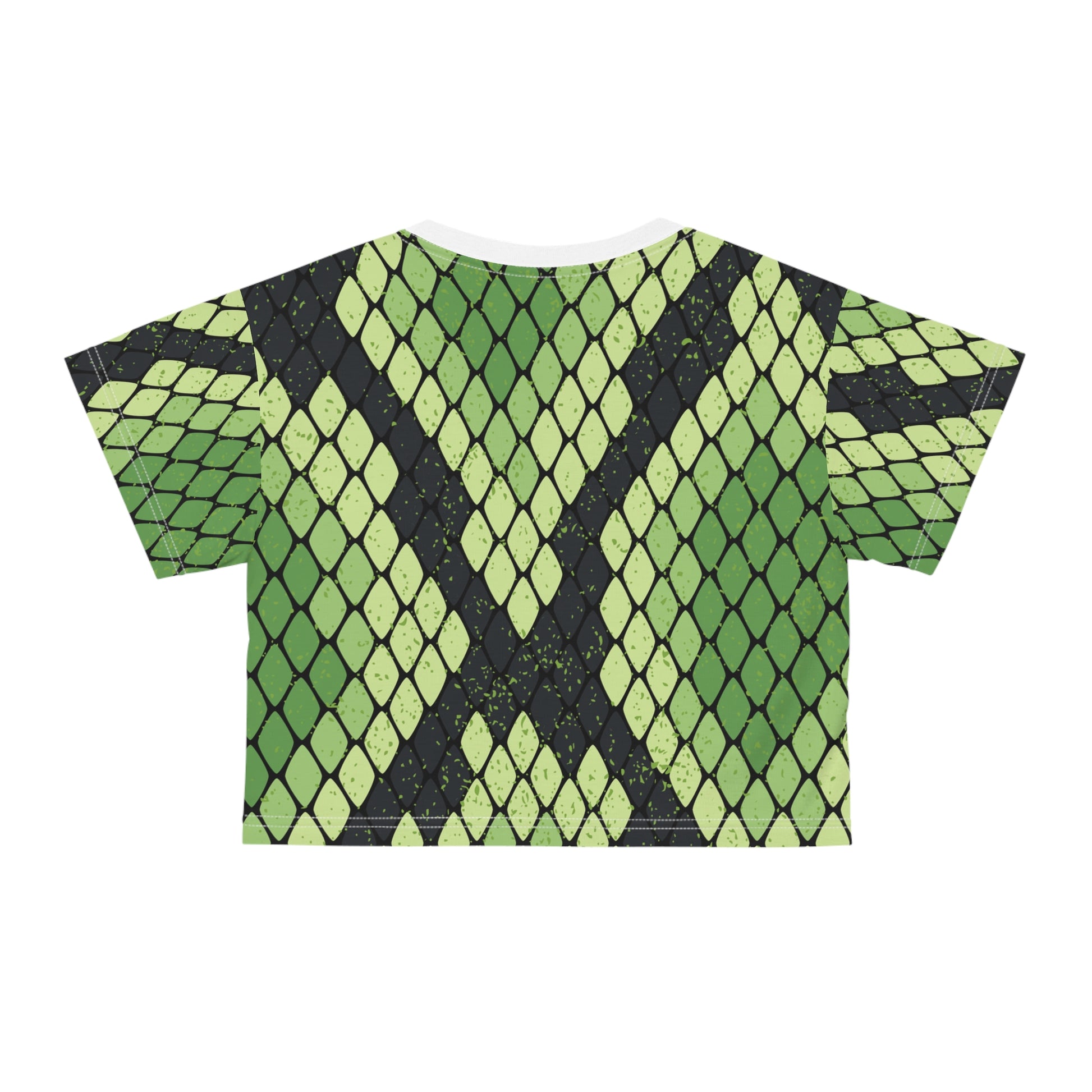 Snake Skin Green and Black Crop Tee (AOP), Artsulli - Art is Long, Life is Short, All Over Prints, , , , , , , 