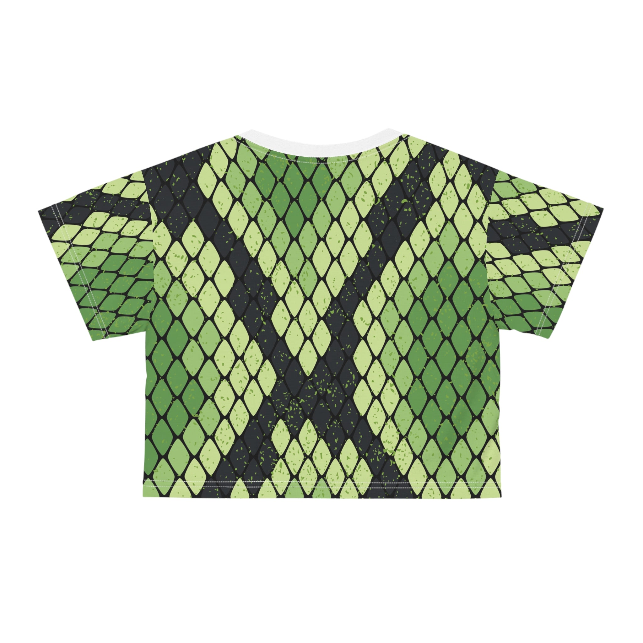 Snake Skin Green and Black Crop Tee (AOP), Artsulli - Art is Long, Life is Short, All Over Prints, , , , , , , 