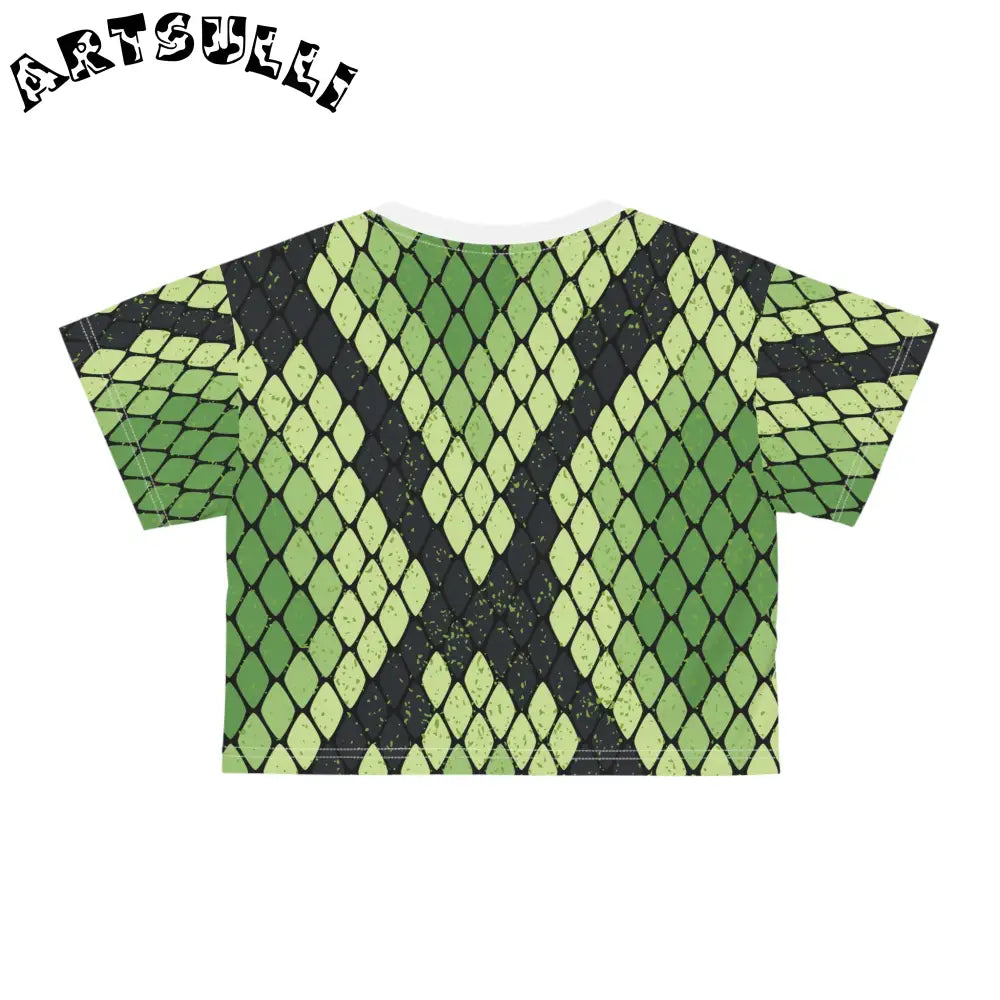 JAKKOUTTHEBXX Snake Skin Green and Black Crop Tee (AOP)