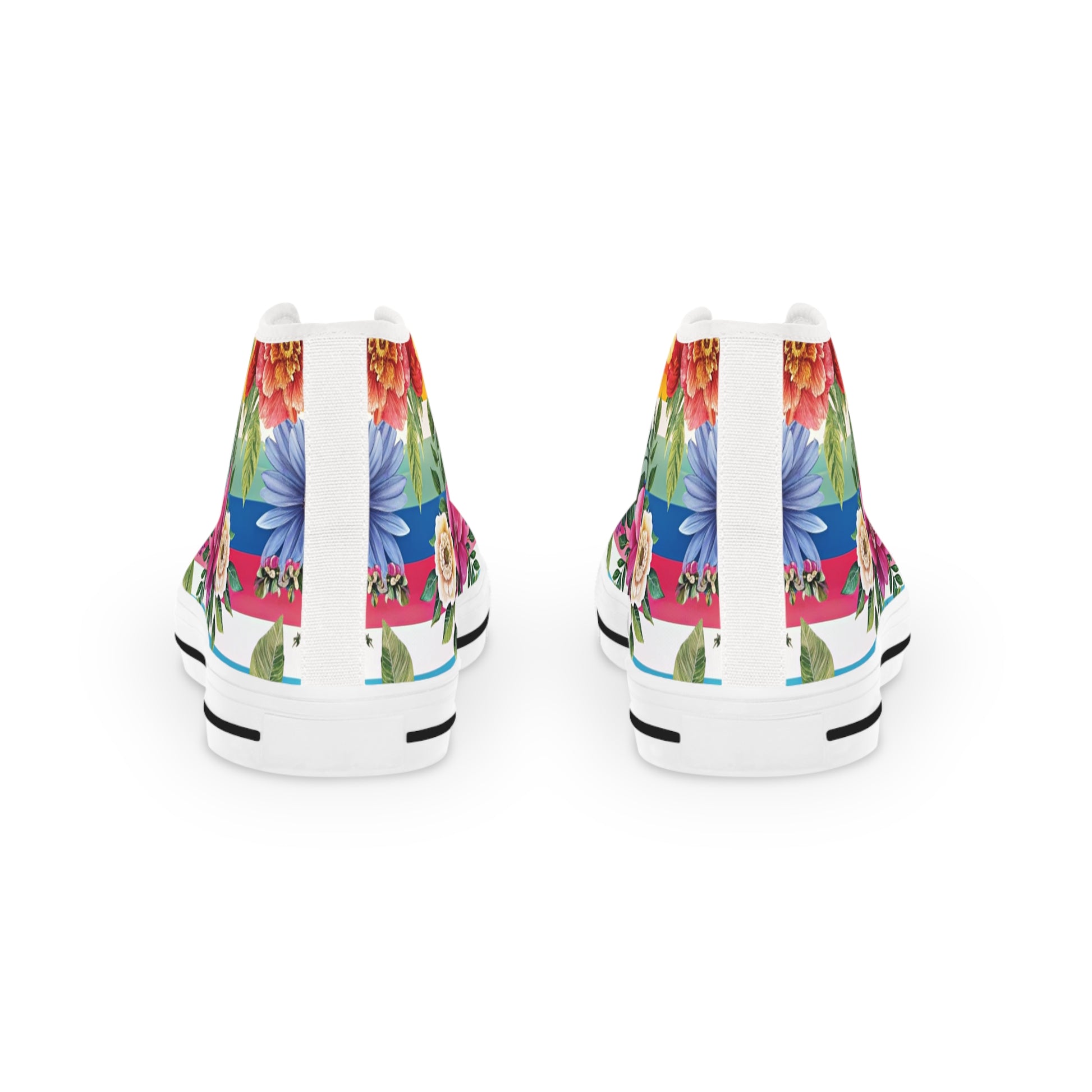 Floral Stripe 4K II Men's High Top Sneakers, Artsulli - Art is Long, Life is Short, Shoes, , , , , , , 