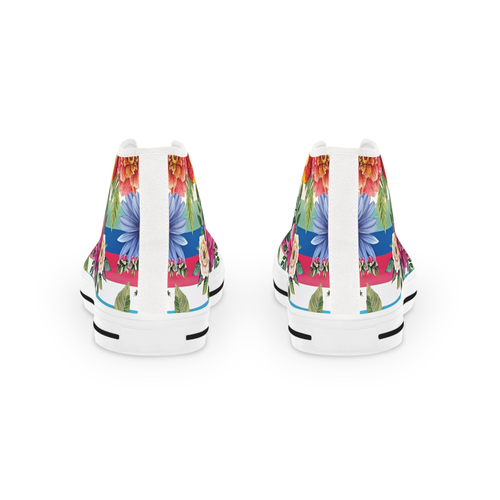 Floral Stripe 4K II Men's High Top Sneakers, Artsulli - Art is Long, Life is Short, Shoes, , , , , , , 