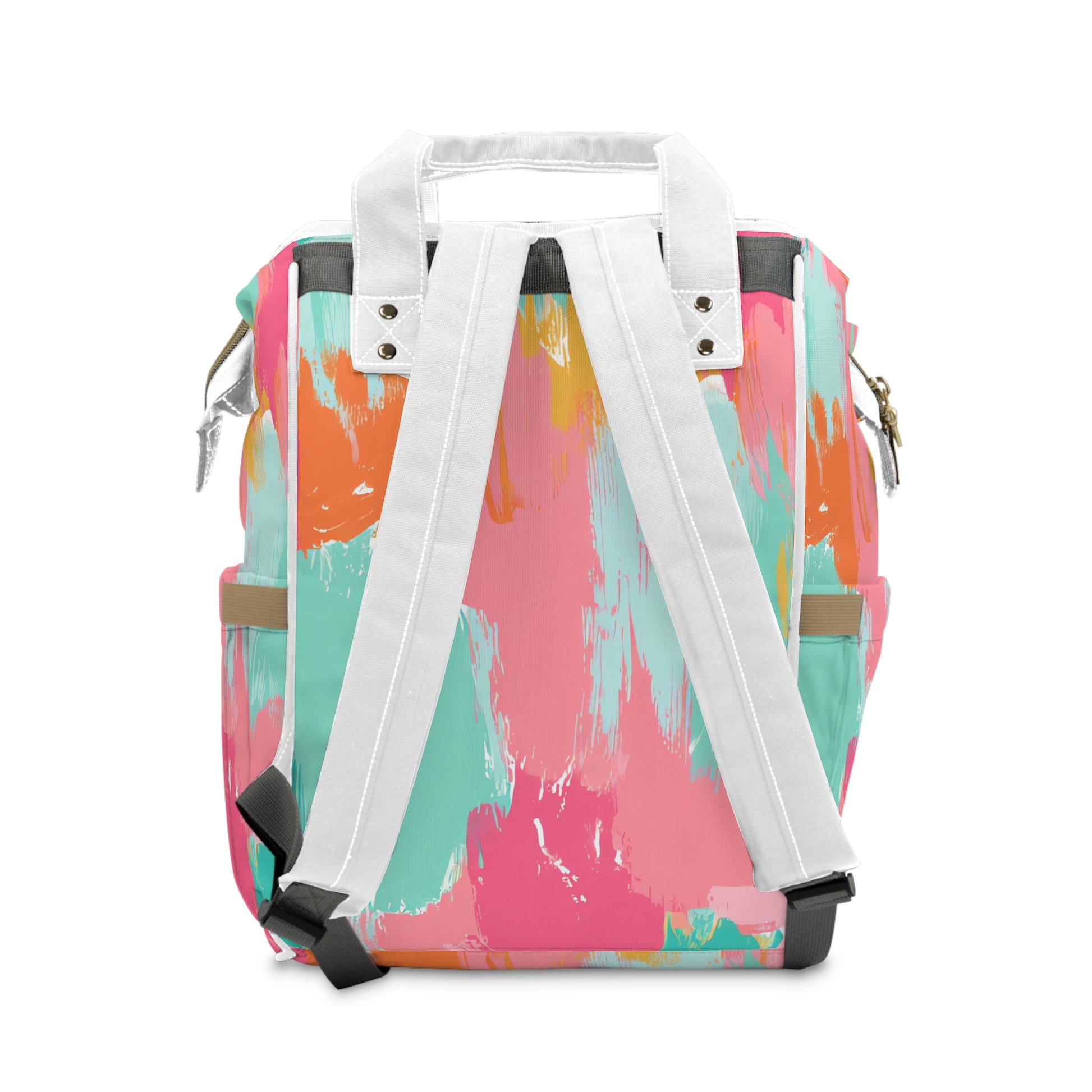 Preppy Pixel Bloom Multifunctional Diaper Backpack, Artsulli - Art is Long, Life is Short, Bags, , , , , , , 