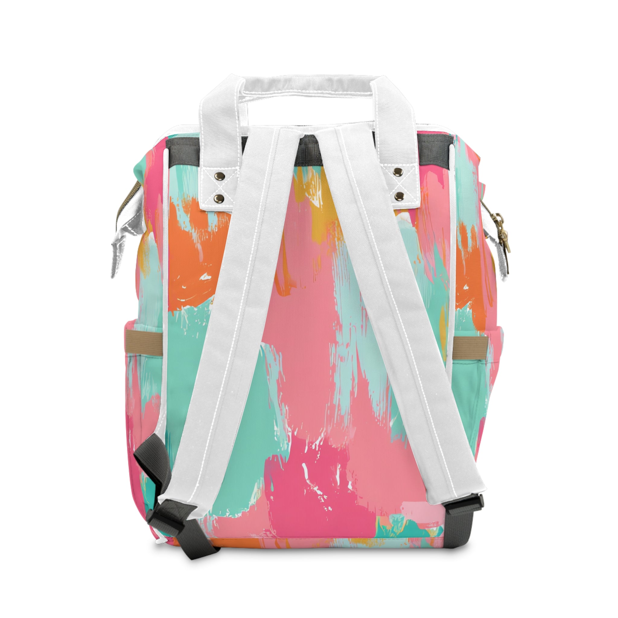 Preppy Pixel Bloom Multifunctional Diaper Backpack, Artsulli - Art is Long, Life is Short, Bags, , , , , , , 