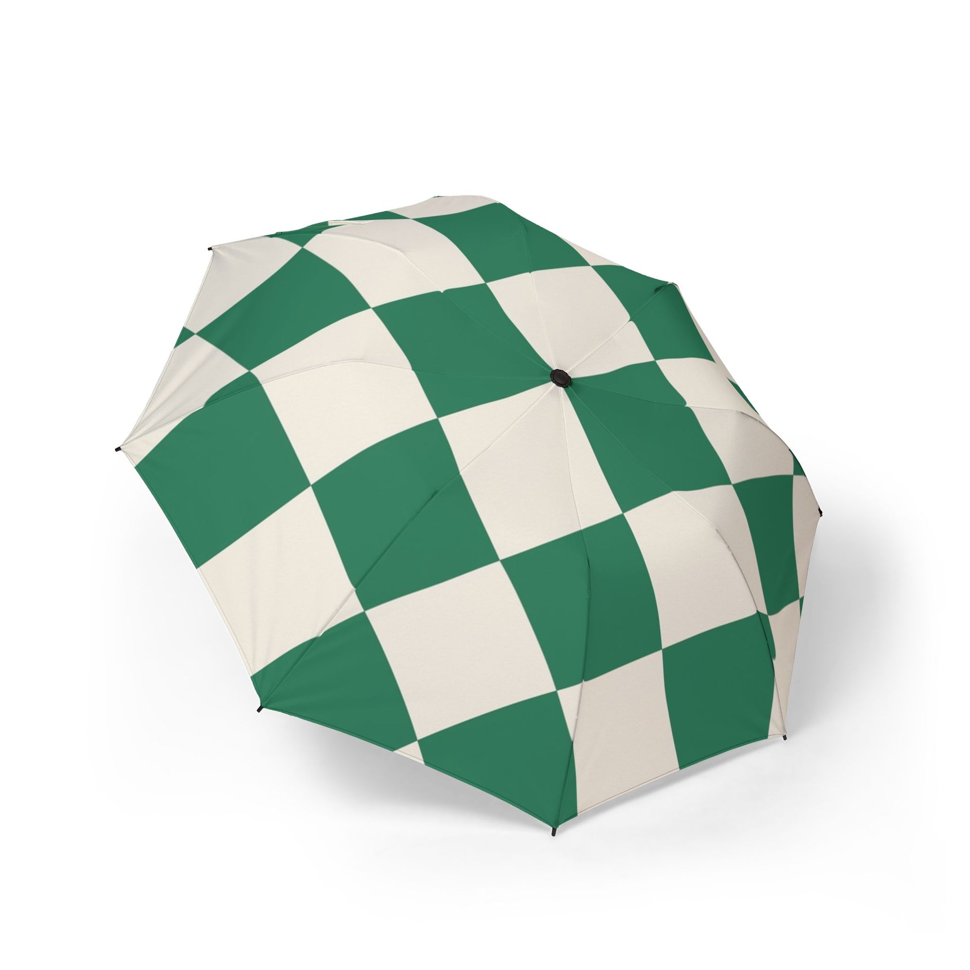 Checkerboard Dark Green Semi-Automatic Foldable Umbrella, Artsulli - Art is Long, Life is Short, Accessories, Size, One size, , , , , 26216006652391596082