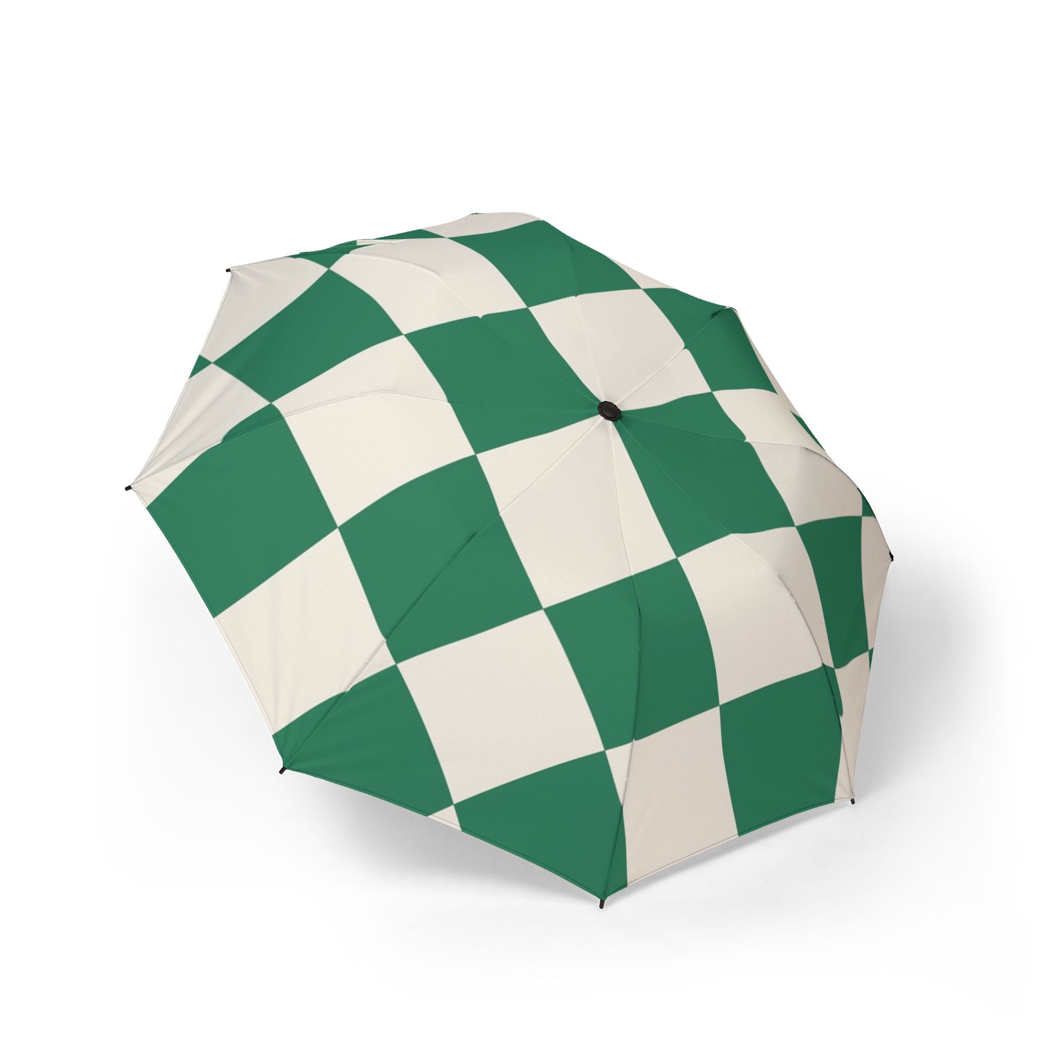 Checkerboard Dark Green Semi-Automatic Foldable Umbrella, Artsulli - Art is Long, Life is Short, Accessories, Size, One size, , , , , 26216006652391596082