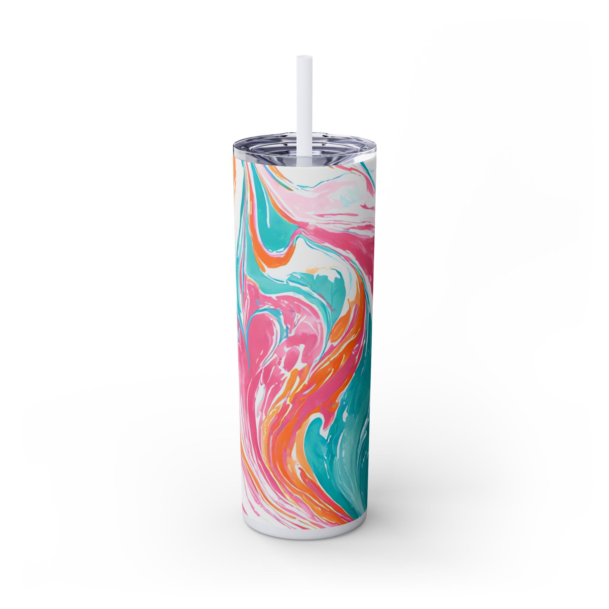 Liquid Pastel Spill Multi-Color Skinny Tumbler with Straw, 20oz, Artsulli - Art is Long, Life is Short, Mug, Finish, Glossy, Color, Glitter Iceberg, Size, 20oz, 32478294810069680059