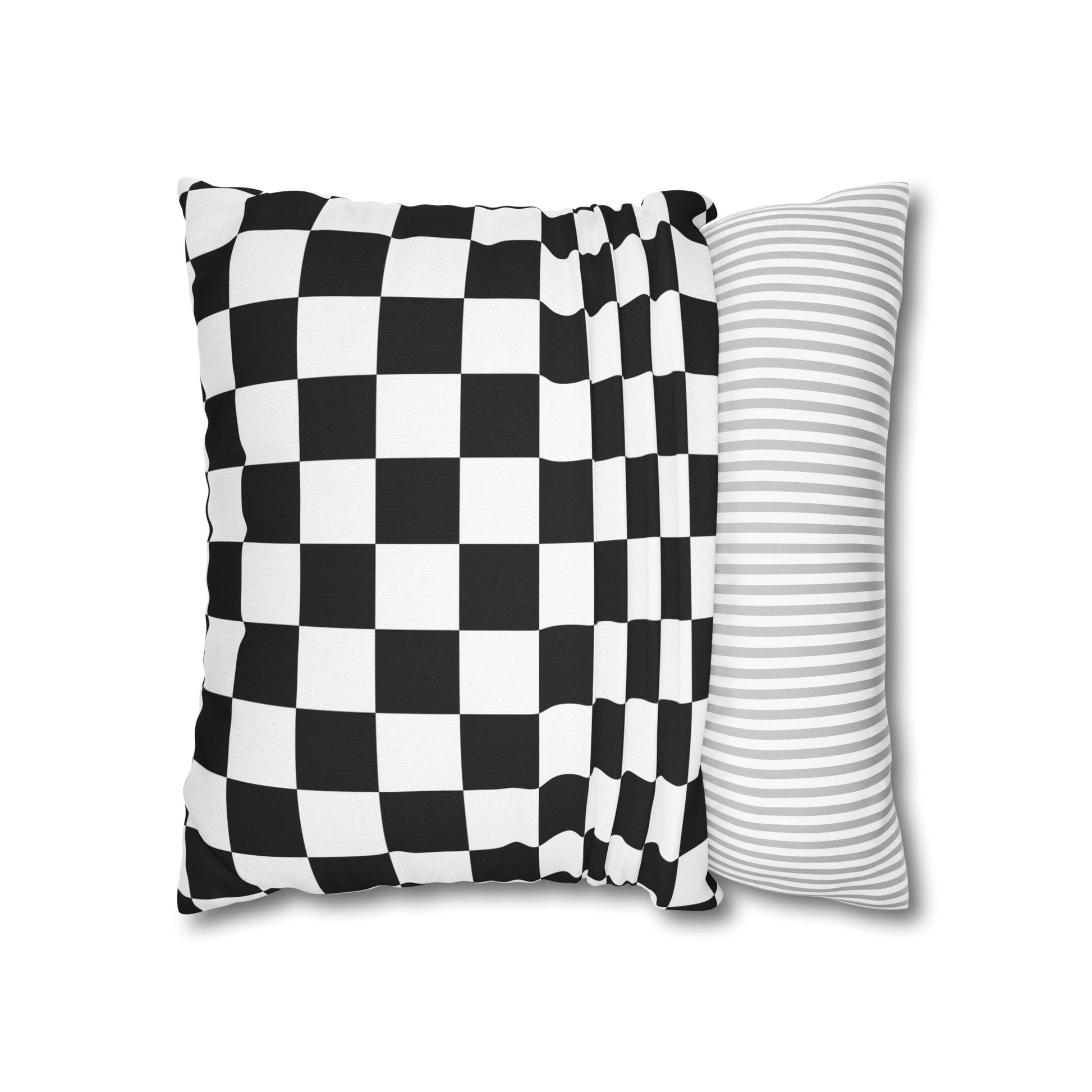 Checkerboard Black and White Spun Polyester Square Pillowcase, Artsulli - Art is Long, Life is Short, Home Decor, , , , , , , 