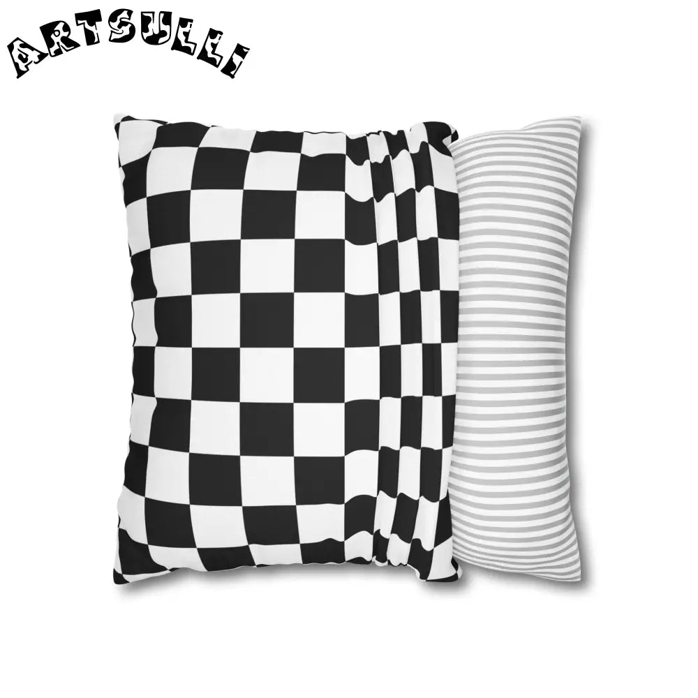 JAKKOUTTHEBXX Checkerboard Black and White Spun Polyester Square