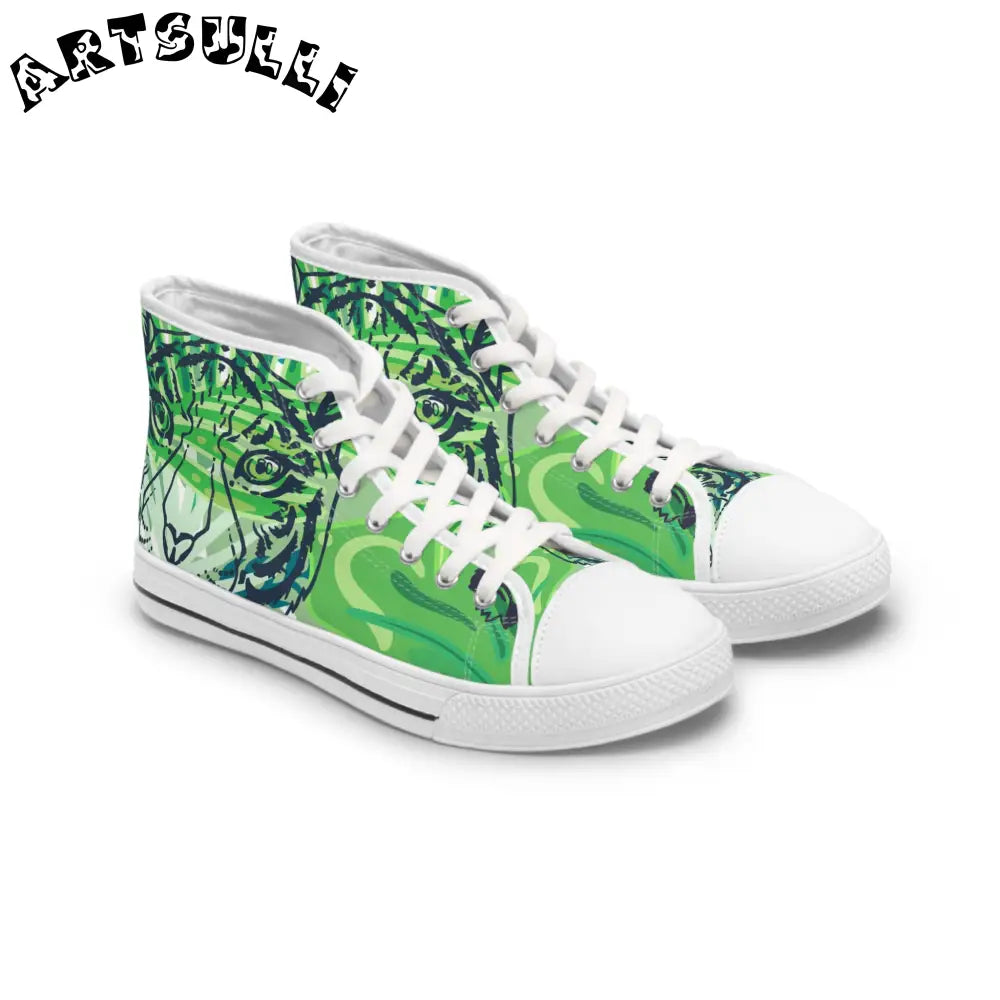 JAKKOUTTHEBXX Tropical Jungle Tigers Lime Green Women’s High Top