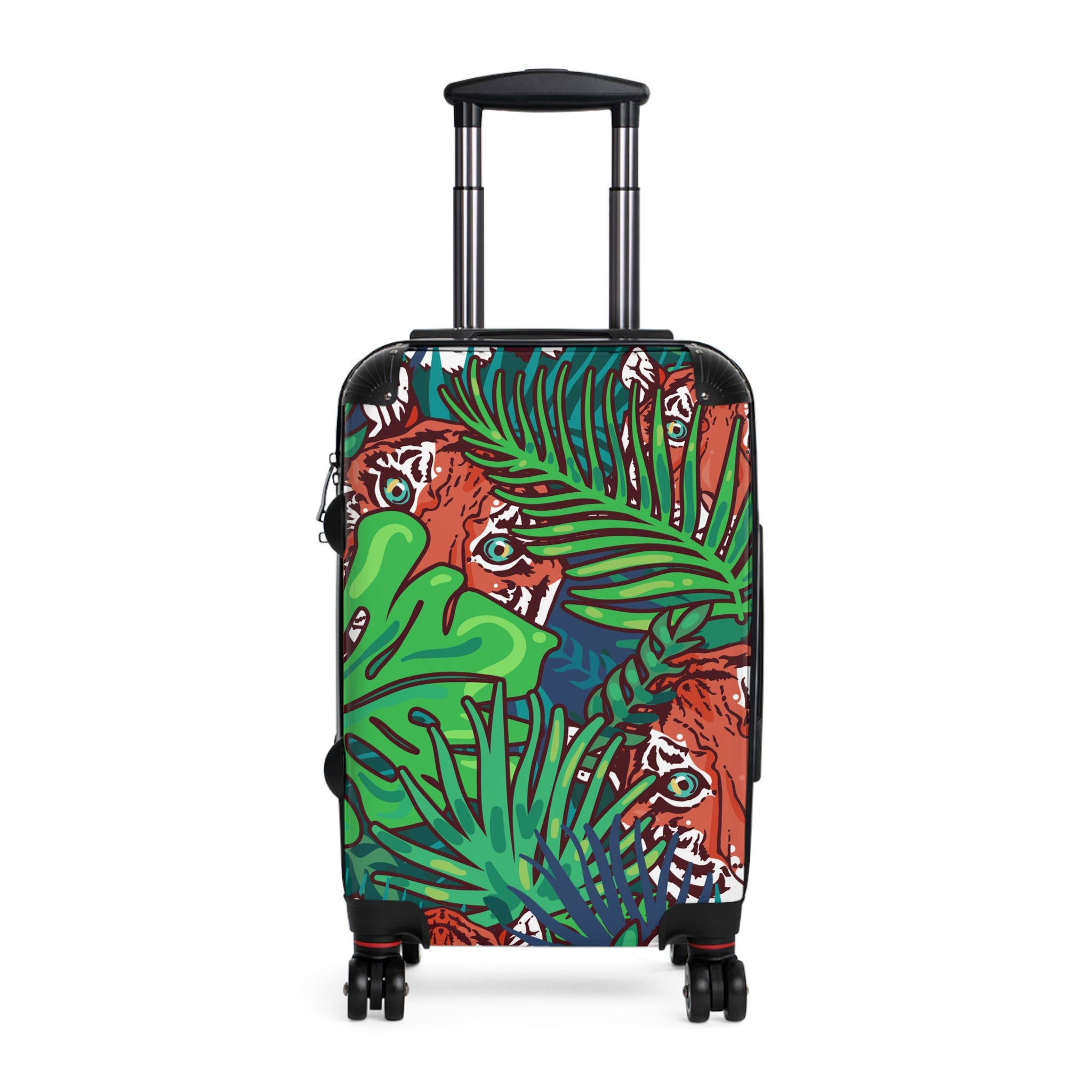 Tropical Jungle Tigers Blue and Green Tropical Jungle Tigers Blue and Green Suitcase, Artsulli - Art is Long, Life is Short, Bags, Size, Small, Color, Black, , , 14349697151109