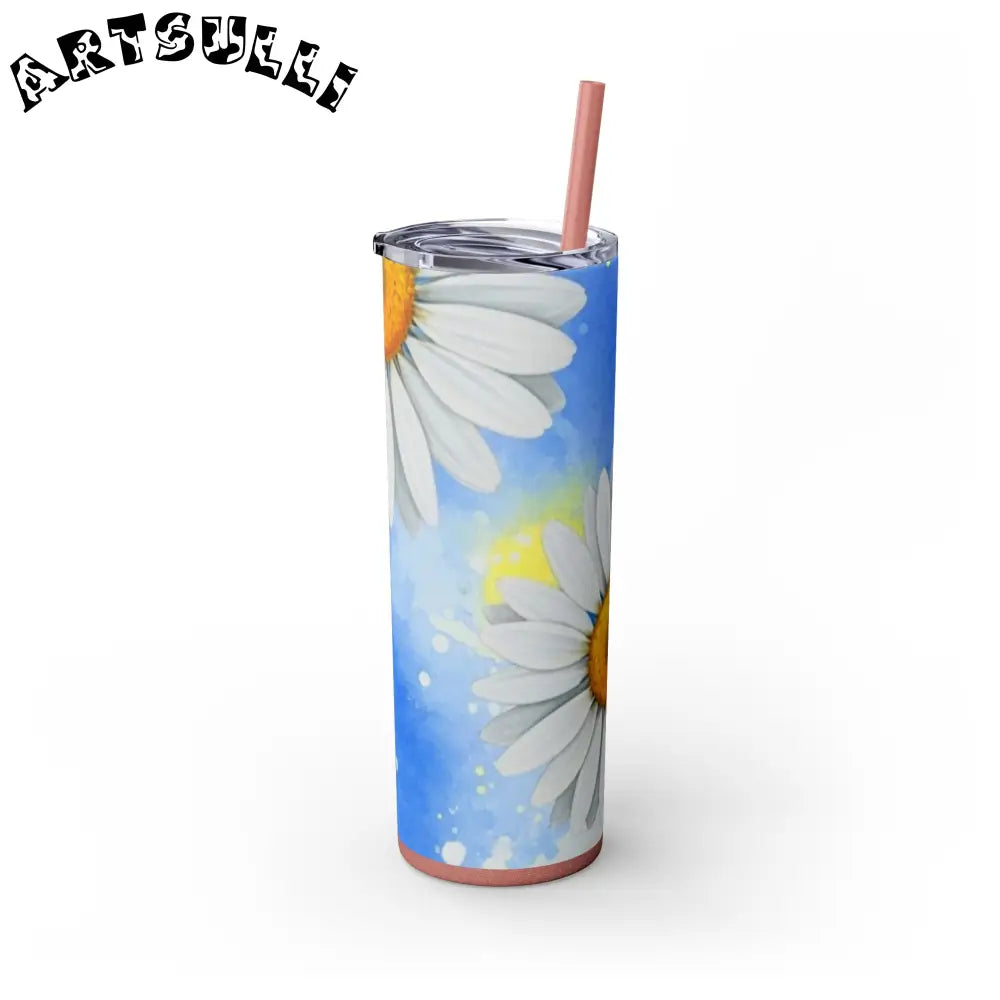JAKKOUTTHEBXX Daisies Skinny Tumbler with Straw 20oz JAKKOUTTHEBXX