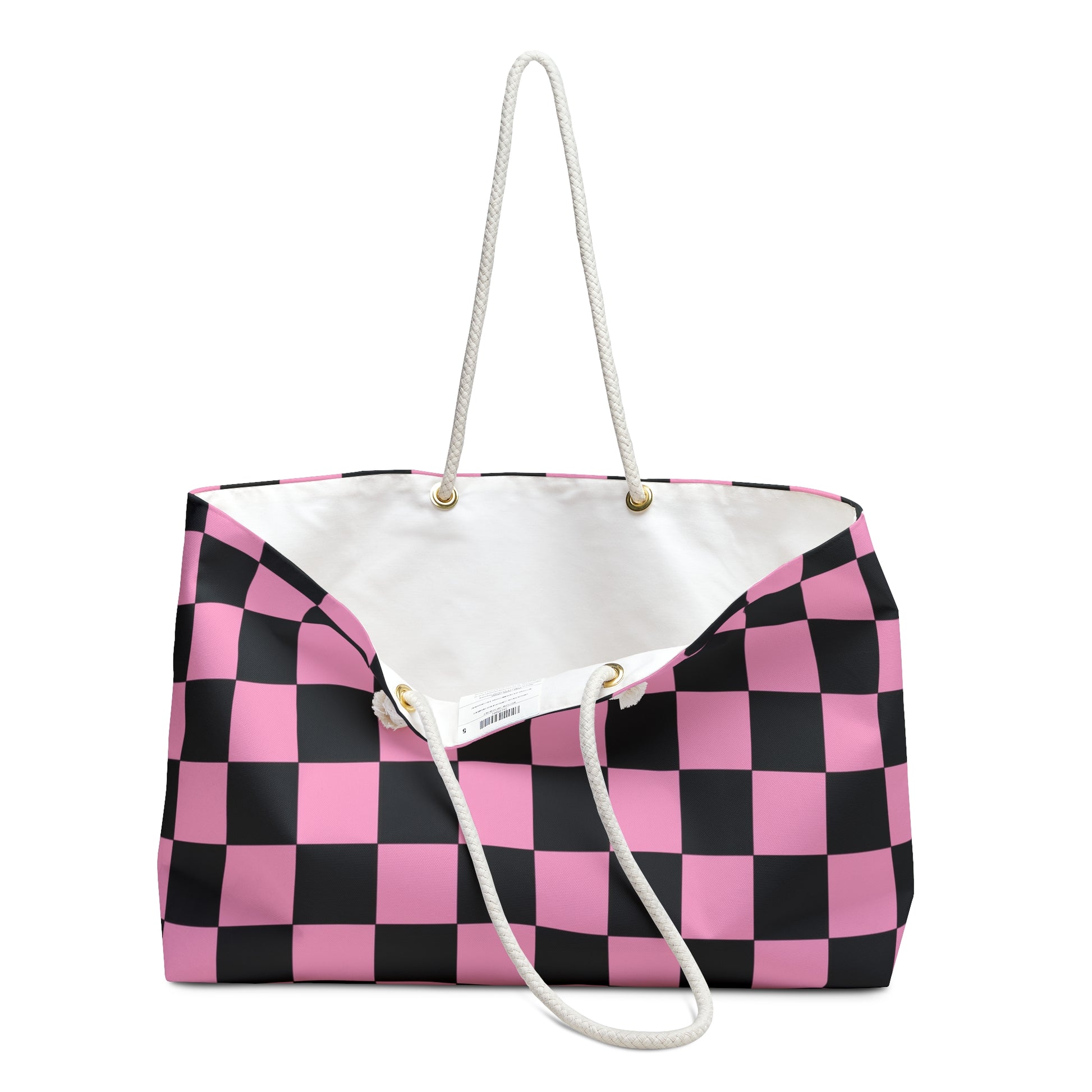 Checkerboard Black and Pink Weekender Bag, Artsulli - Art is Long, Life is Short, Bags, , , , , , , 