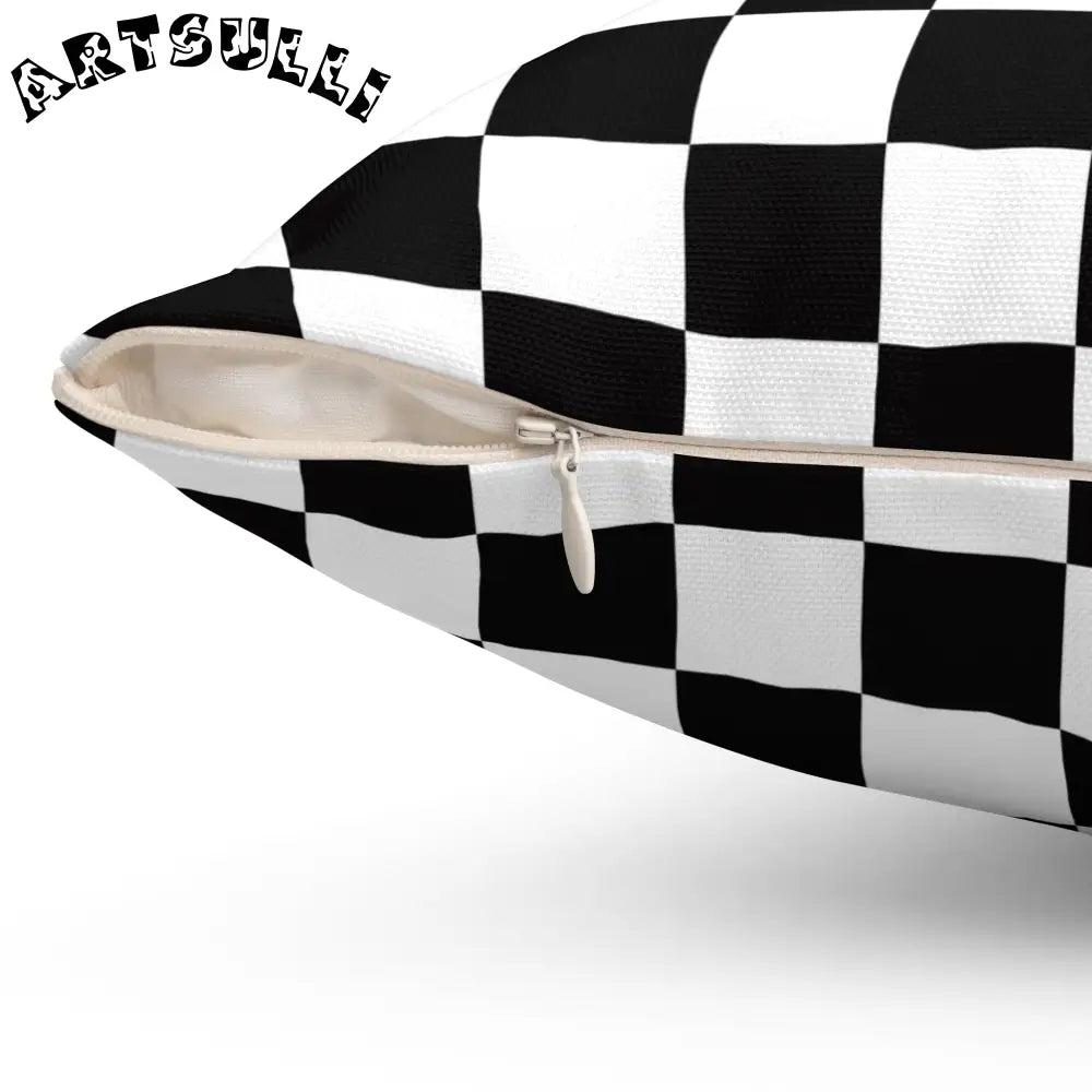 JAKKOUTTHEBXX Checkerboard Black and White Spun Polyester Square