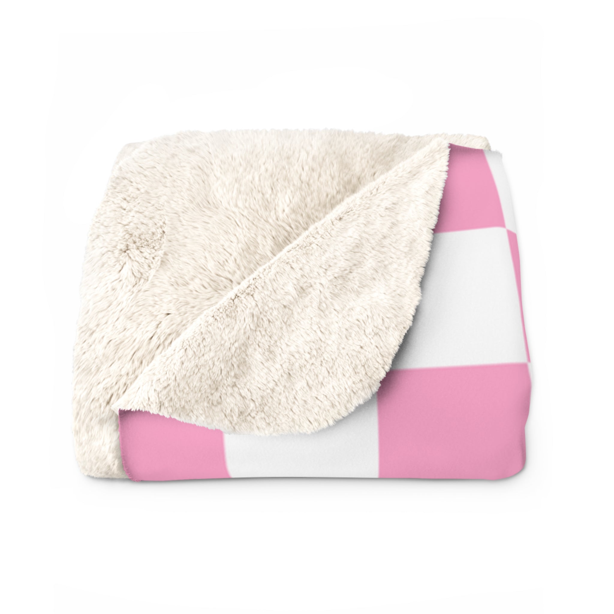Checkerboard Hot Pink and White Sherpa Fleece Blanket, Artsulli - Art is Long, Life is Short, Home Decor, , , , , , , 