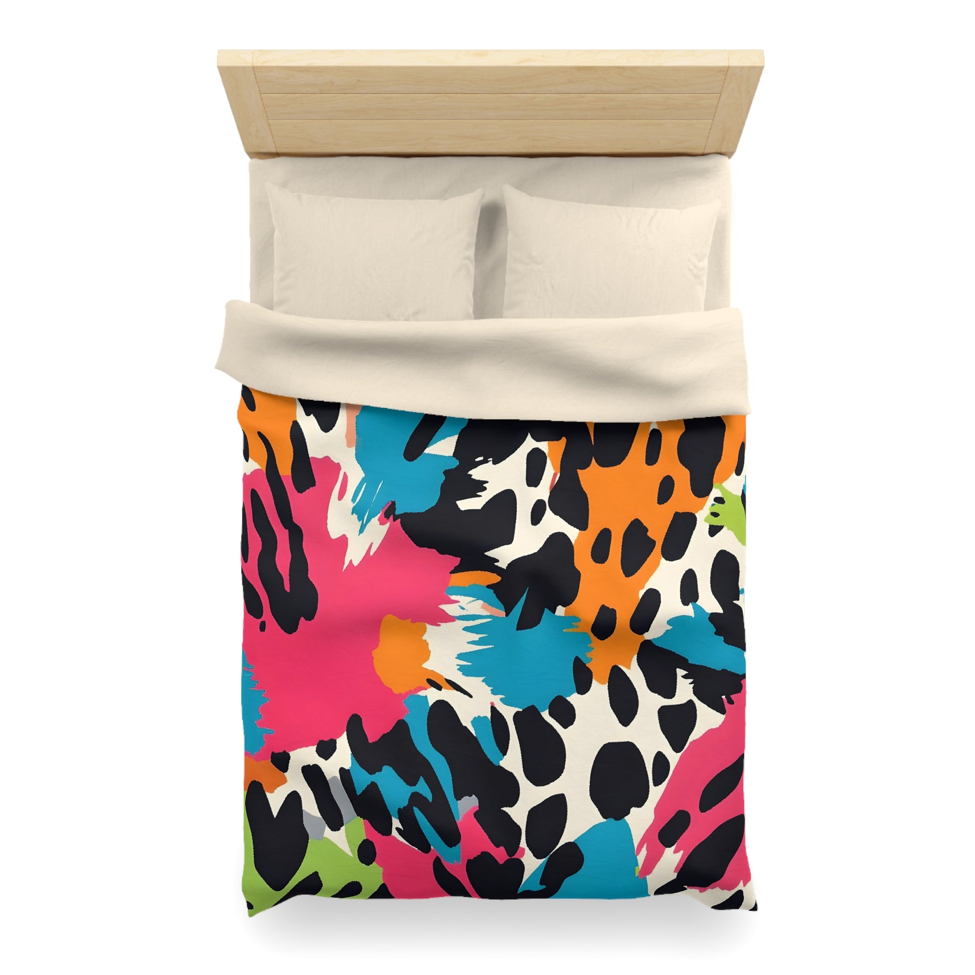 Wild Brush Strokes x Animal Print Multi-Color Microfiber Duvet Cover, Artsulli - Art is Long, Life is Short, Home Decor, , , , , , , 