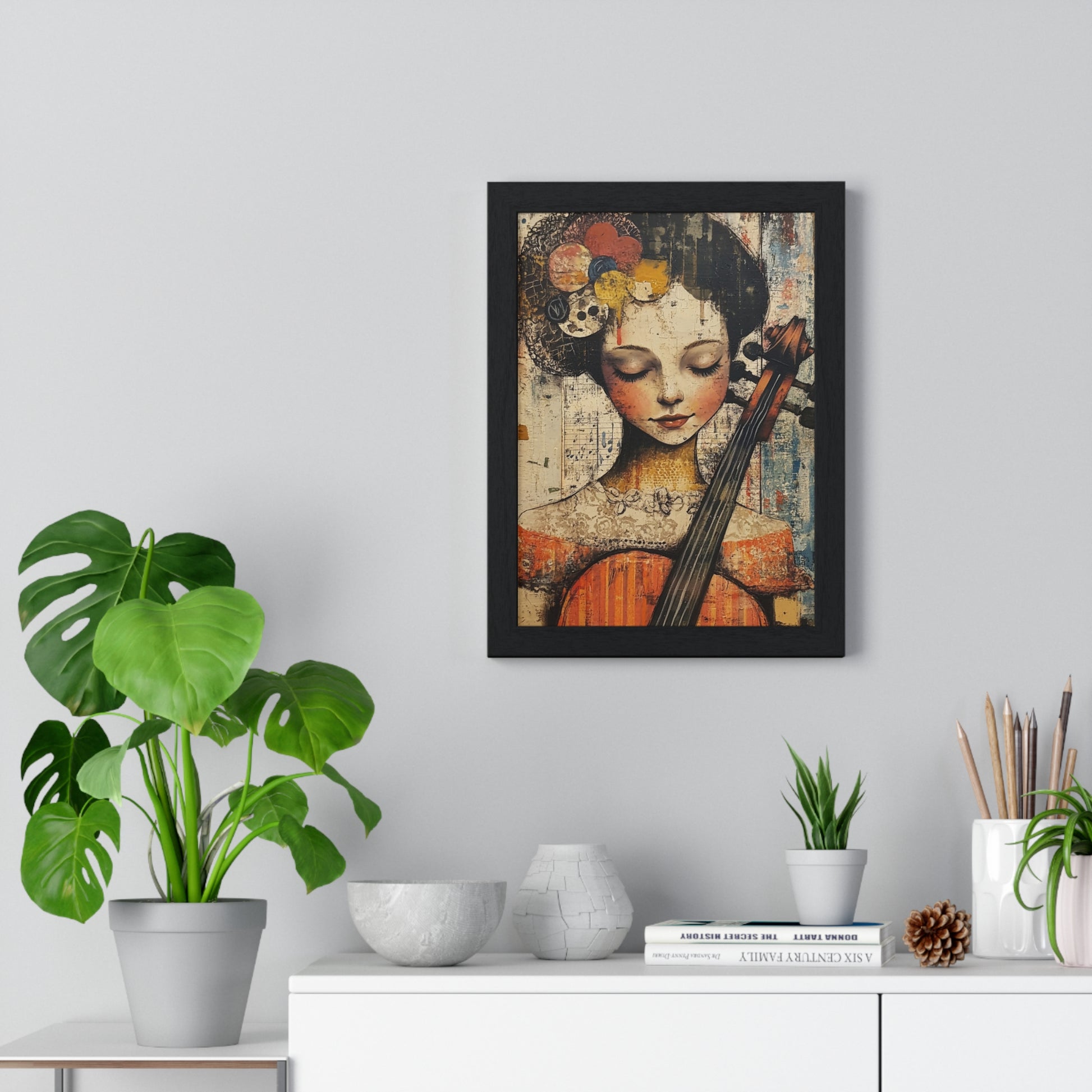 Girl With A Violin Vertical Framed Poster, Artsulli - Art is Long, Life is Short, Poster, , , , , , , 