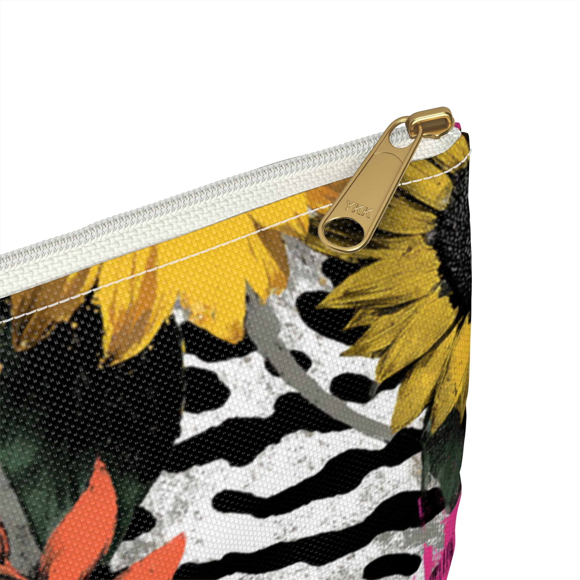 Zebra Stripes x Sunflowers Multi-Color Accessory Pouch, Artsulli - Art is Long, Life is Short, Bags, , , , , , , 