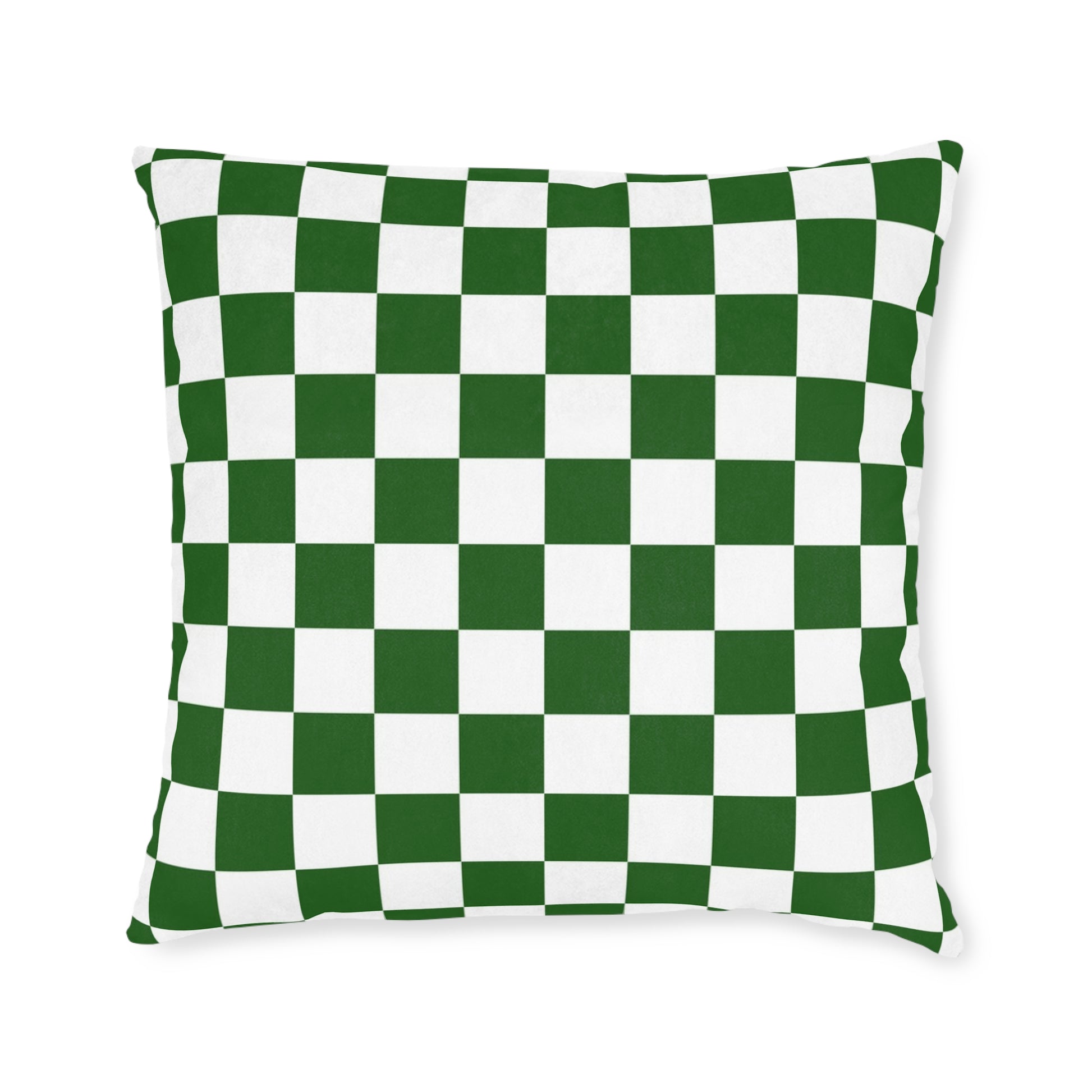Checkerboard White and Dark Green Square Pillow, Artsulli - Art is Long, Life is Short, Home Decor, , , , , , , 