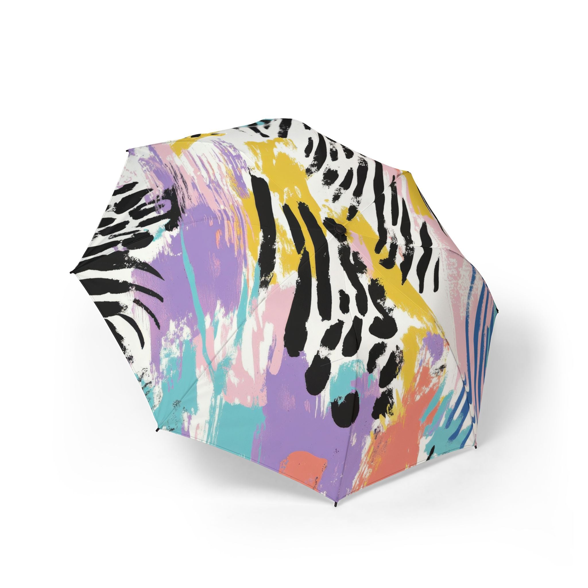 Wild Zebra Stripes x Paint Brush Strokes Multi-Color II Semi-Automatic Foldable Umbrella, Artsulli - Art is Long, Life is Short, Accessories, Size, One size, , , , , 15760894663329