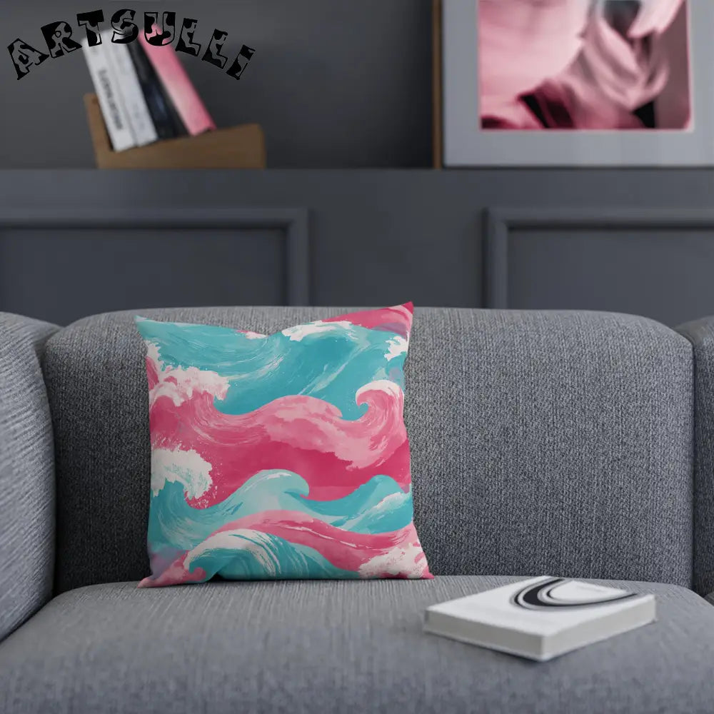 JAKKOUTTHEBXX The Great Pastelwave Pink and Blue Cushion