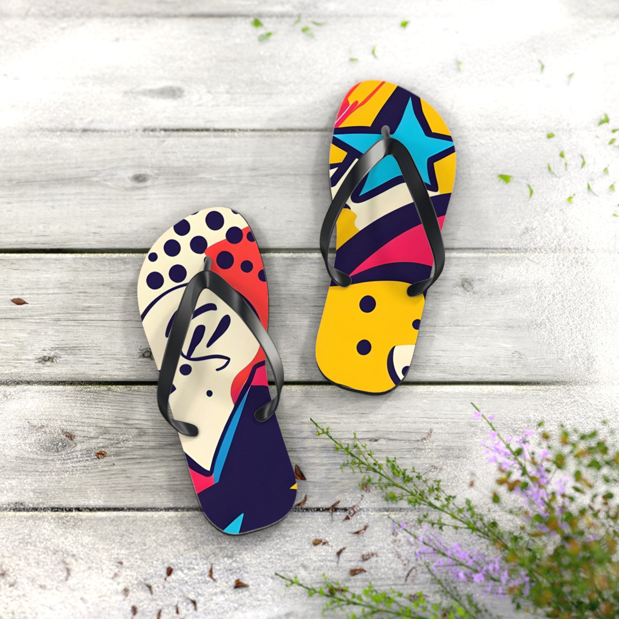 Comic x Pop Art Flip Flops, Artsulli - Art is Long, Life is Short, Shoes, , , , , , , 