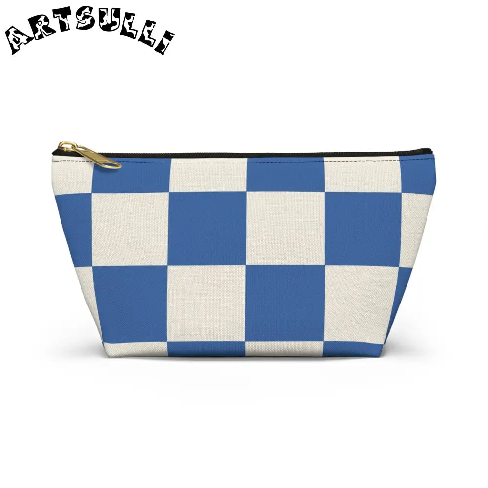 JAKKOUTTHEBXX Checkerboard Blue Accessory Pouch w T-bottom