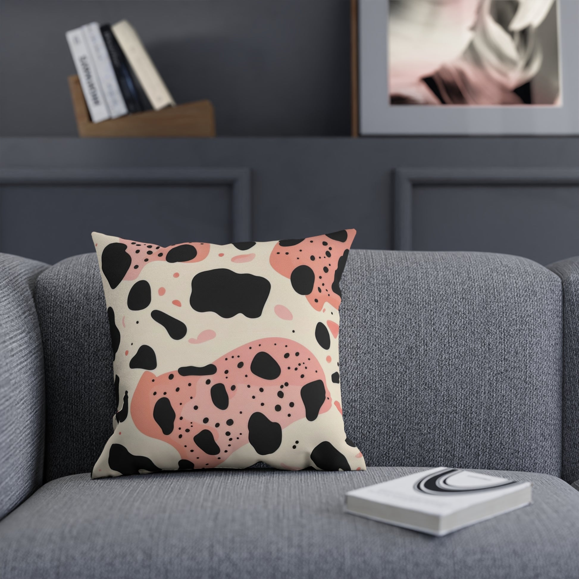 Organic Cow Print Cream and Pink Organic Cow Print Cream and Pink Cushion, Artsulli - Art is Long, Life is Short, Home Decor, , , , , , , 